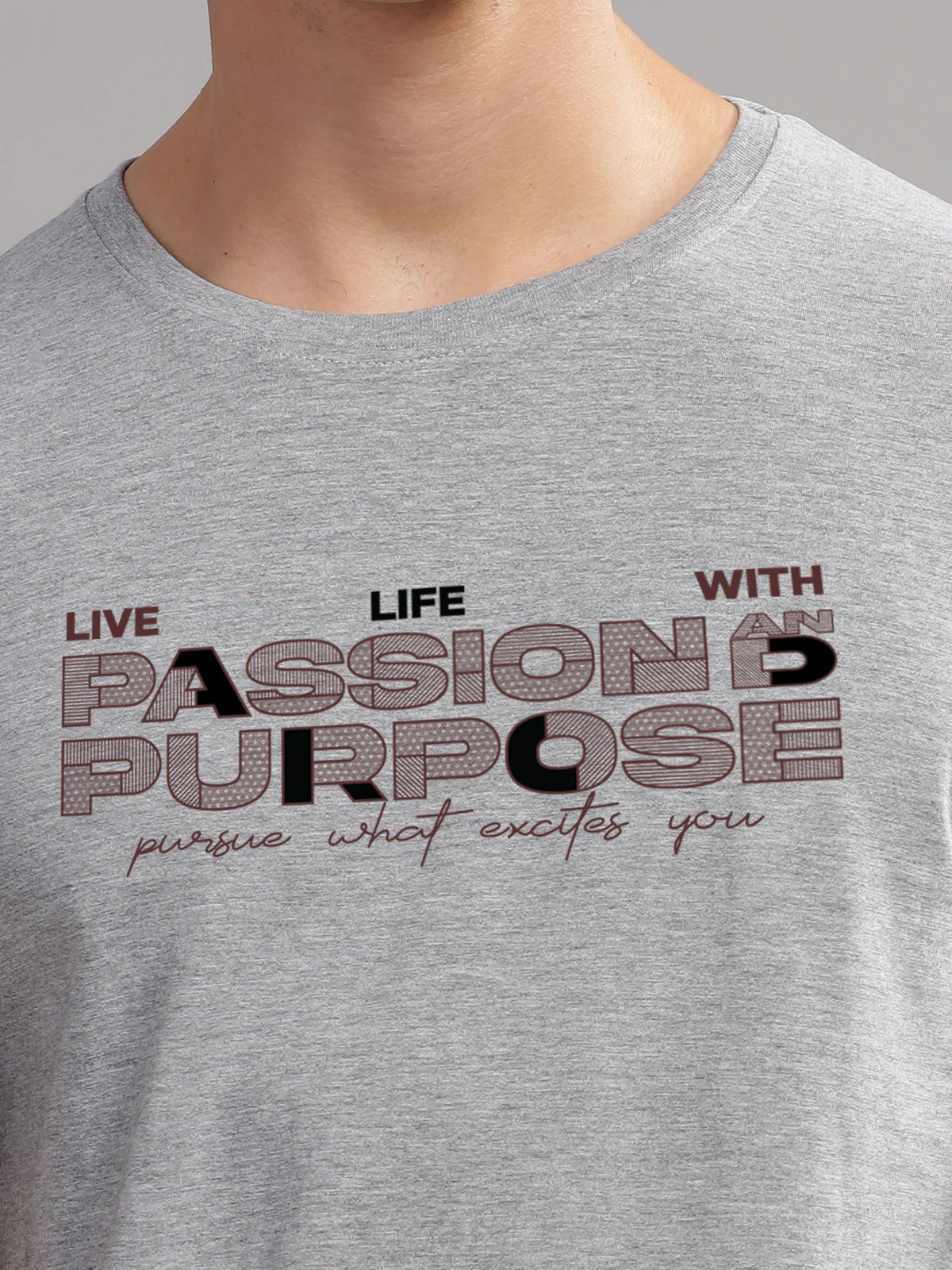 Men Printed Grey T Shirt - Image 3