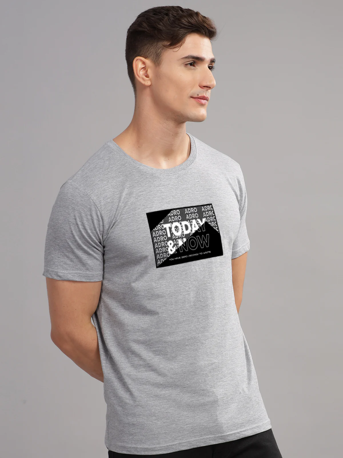 Men Printed Grey T Shirt - Image 3