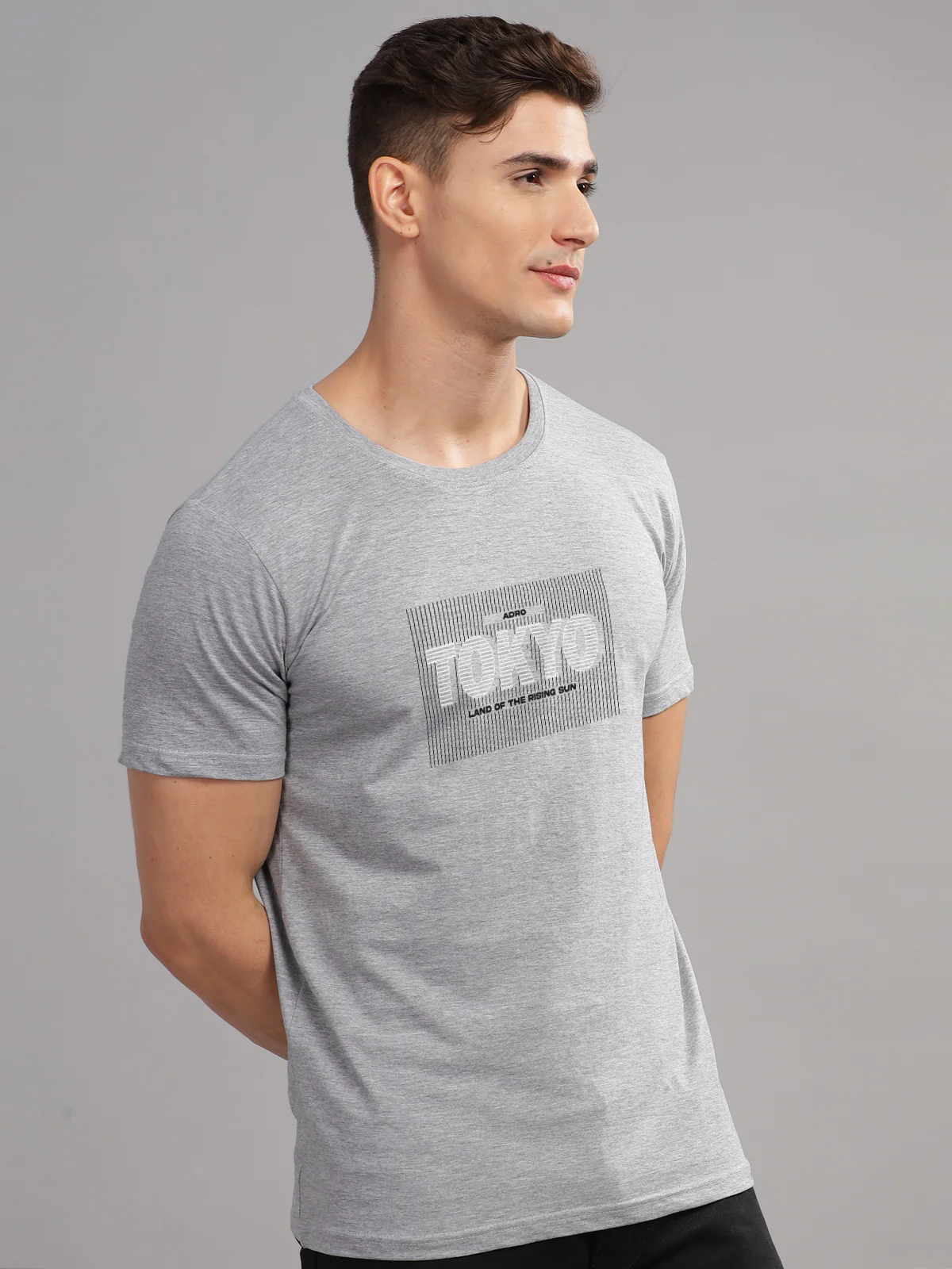 Men Printed Grey T Shirt - Image 3