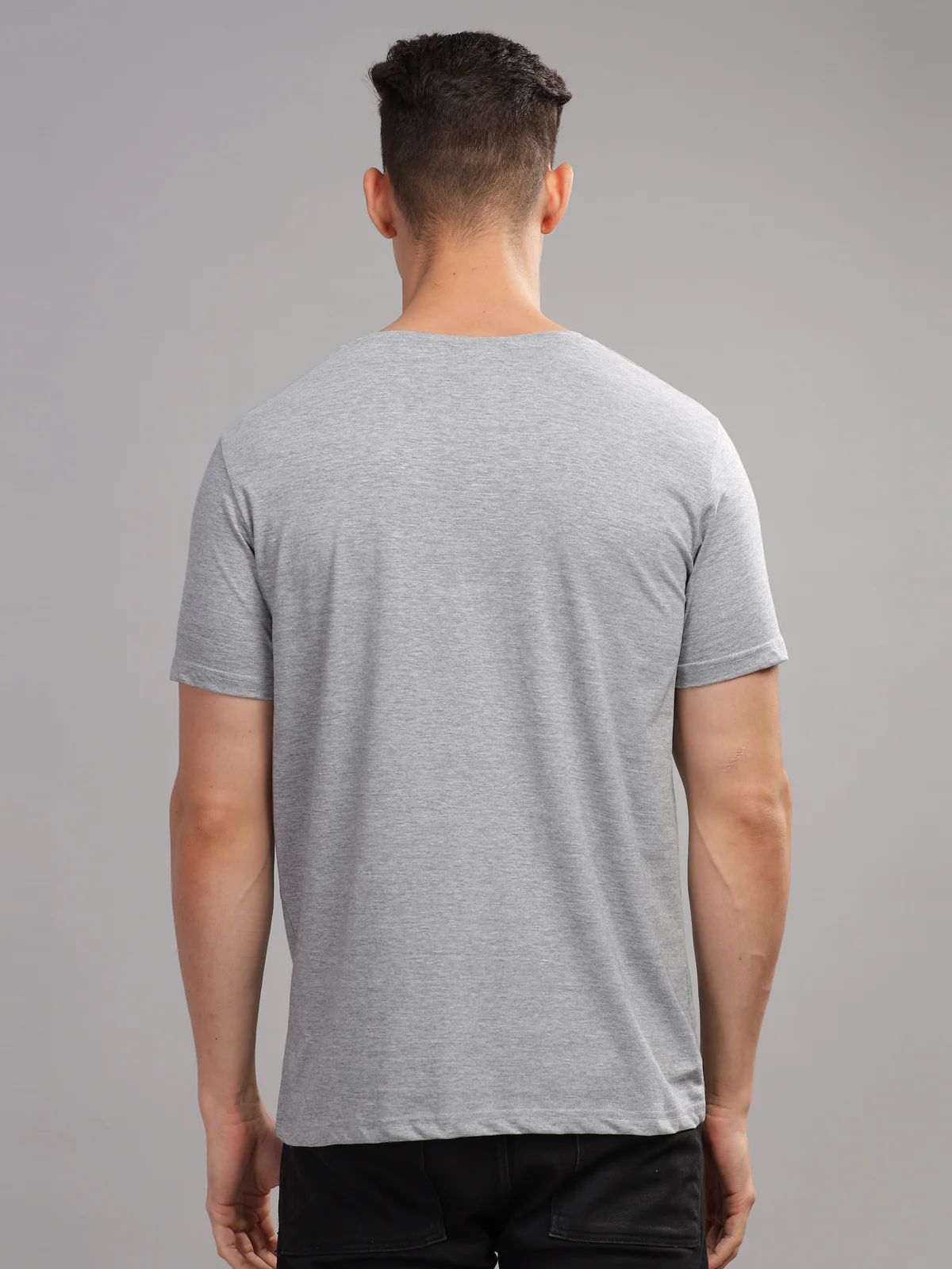 Men Printed Grey T Shirt - Image 4