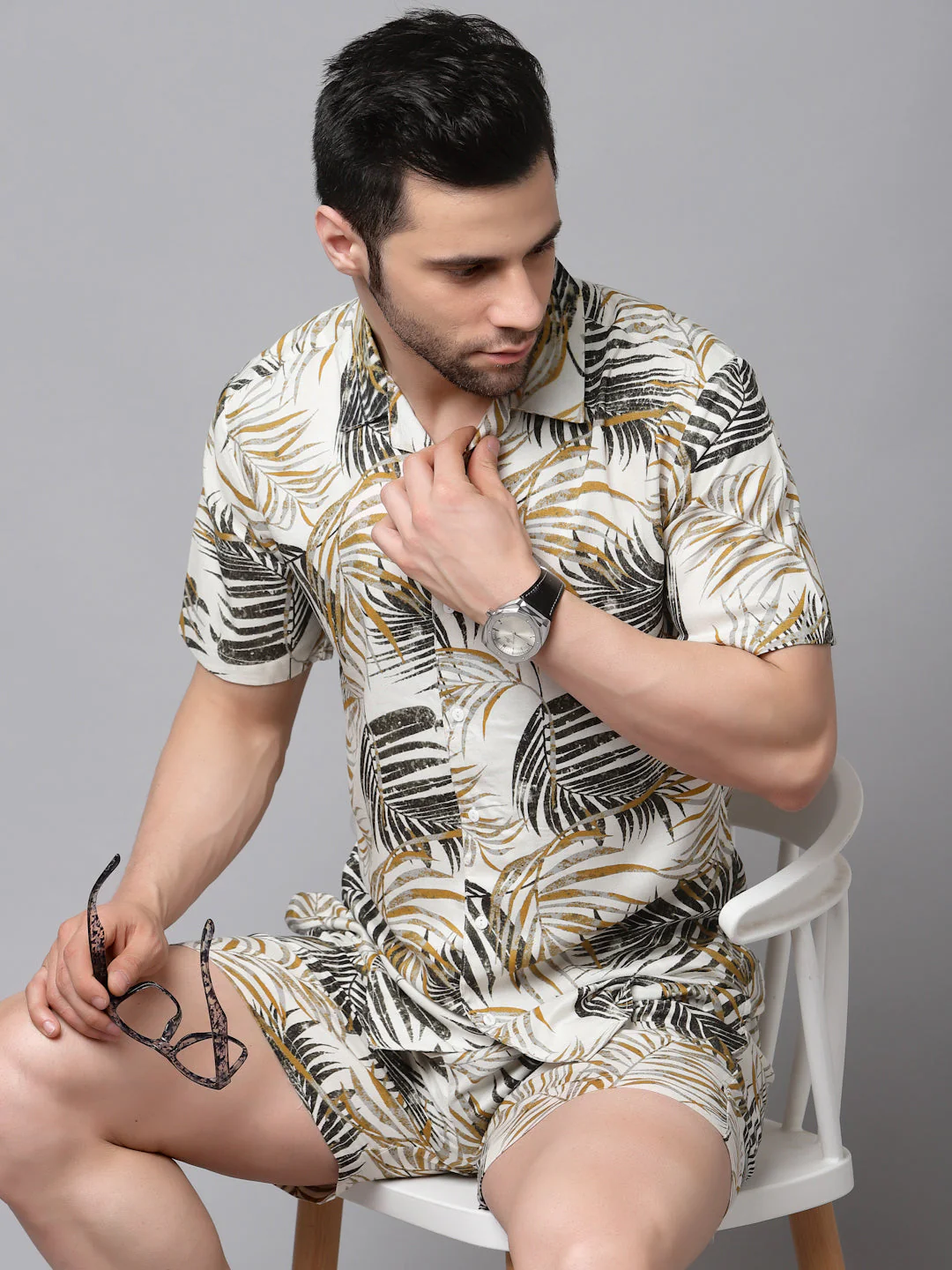 Men Printed Half Sleeve Co-ord Set - Image 7