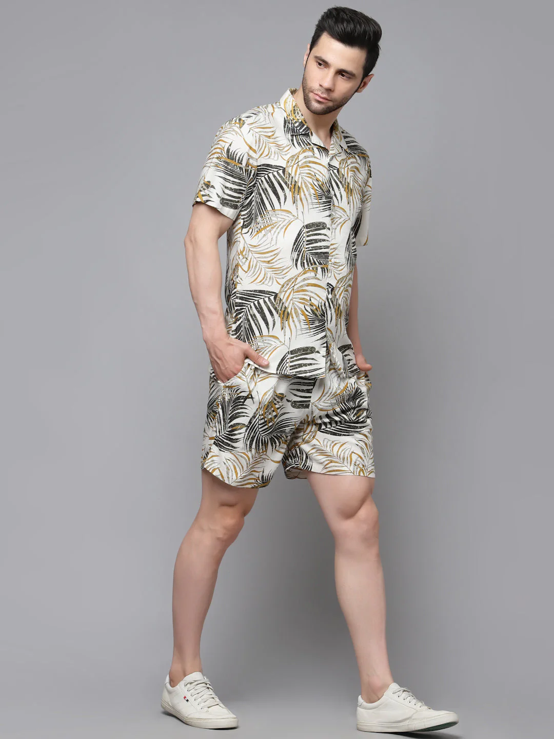 Men Printed Half Sleeve Co-ord Set - Image 8