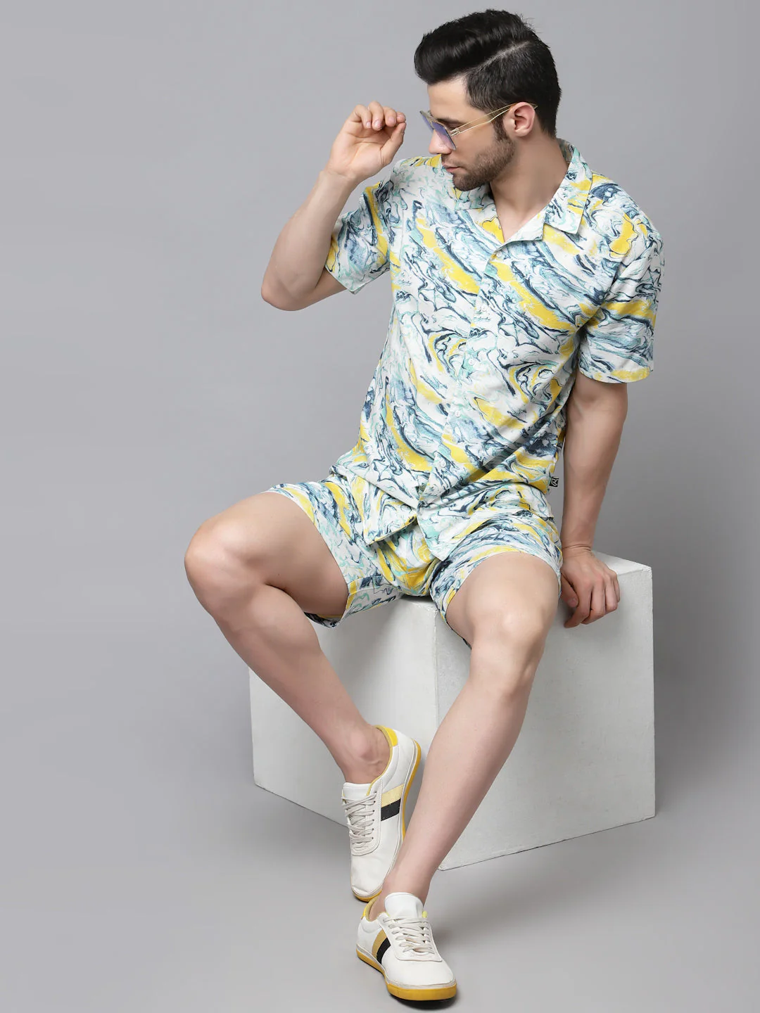 Men Printed Half Sleeve Co-ord Set - Image 4