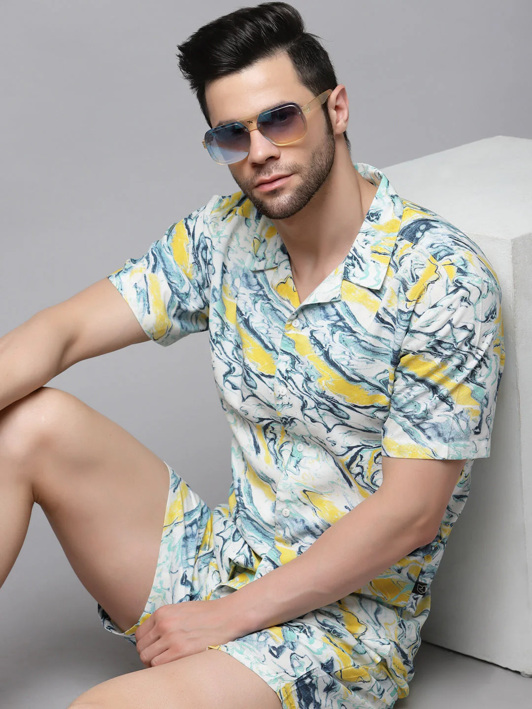 Men Printed Half Sleeve Co-ord Set - Image 6