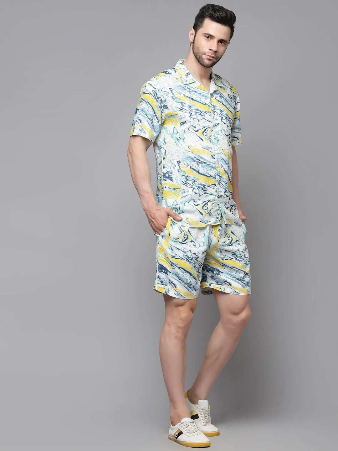 Men Printed Half Sleeve Co-ord Set - Image 8