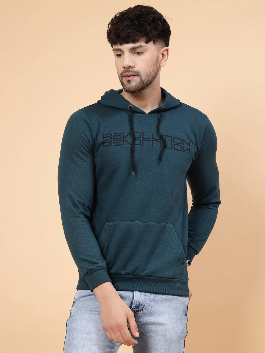 Men Printed Hooded Fleece Sweatshirt - Image 2