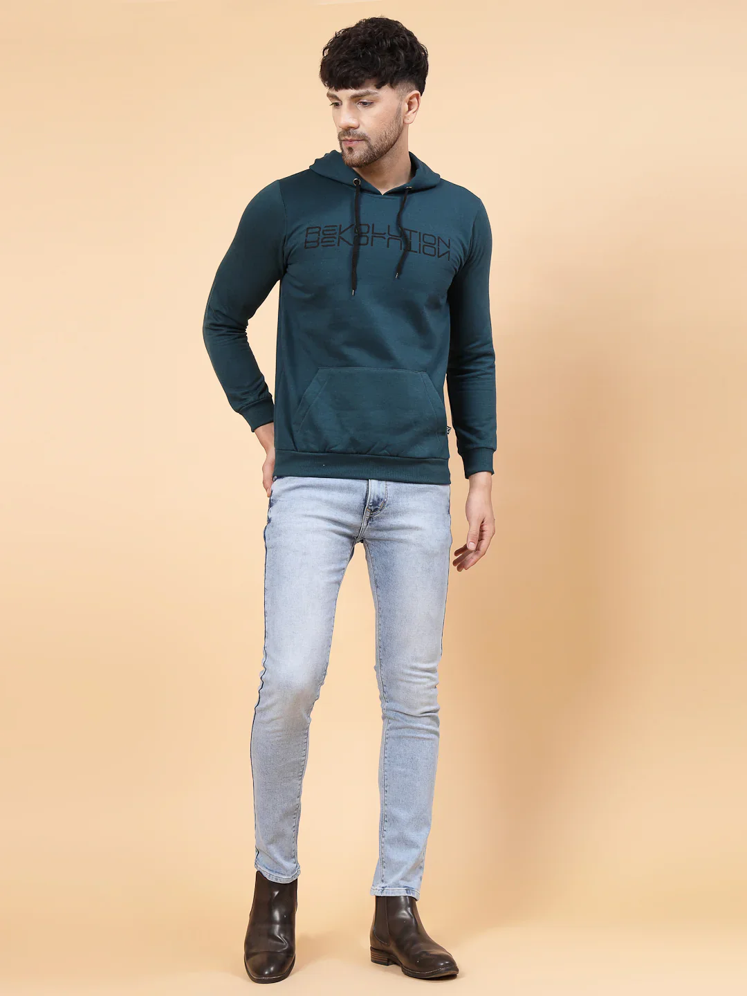Men Printed Hooded Fleece Sweatshirt - Image 4
