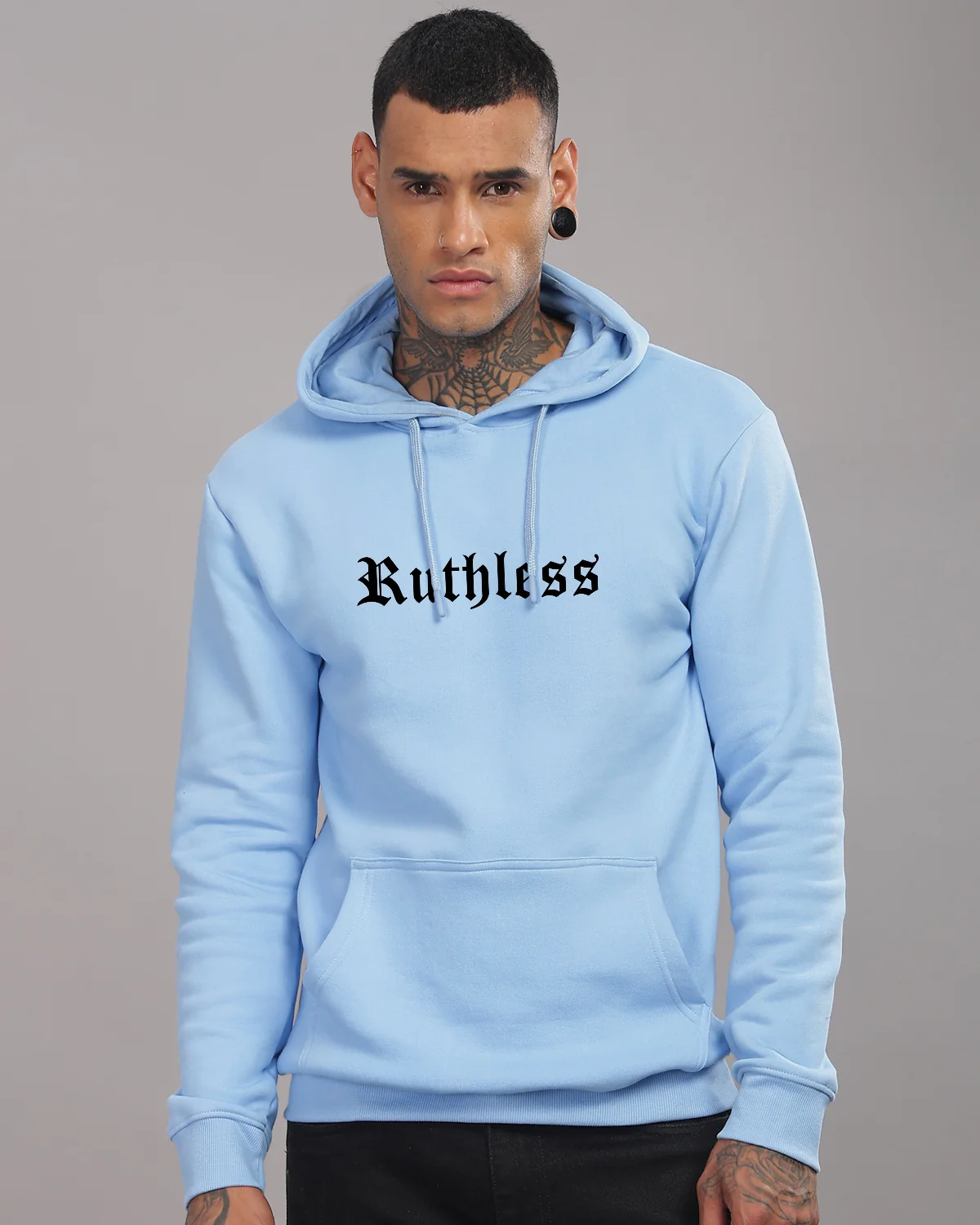 Men Printed Blue Hoodie - Image 2