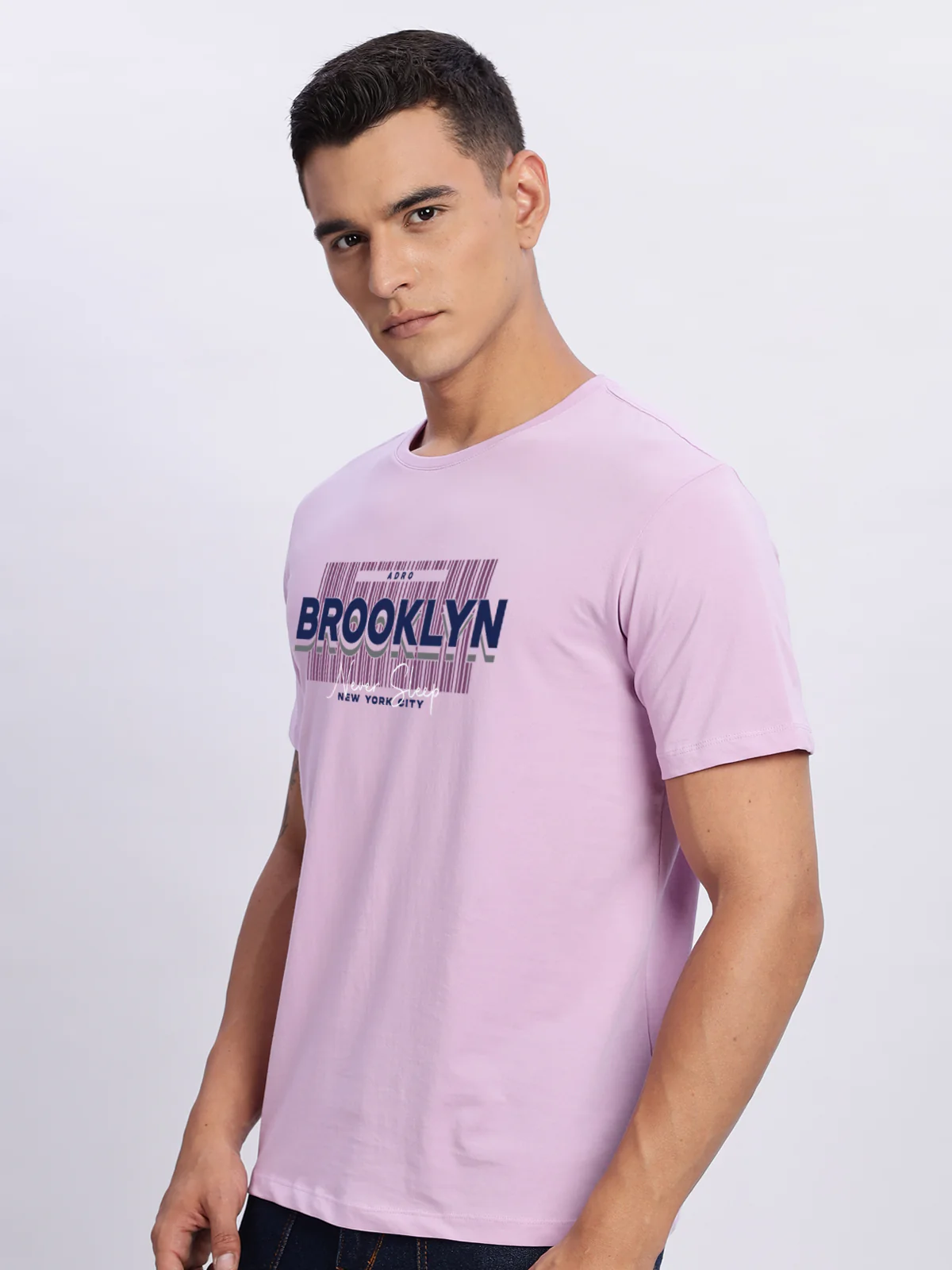 Men Printed Lavender T Shirt - Image 5