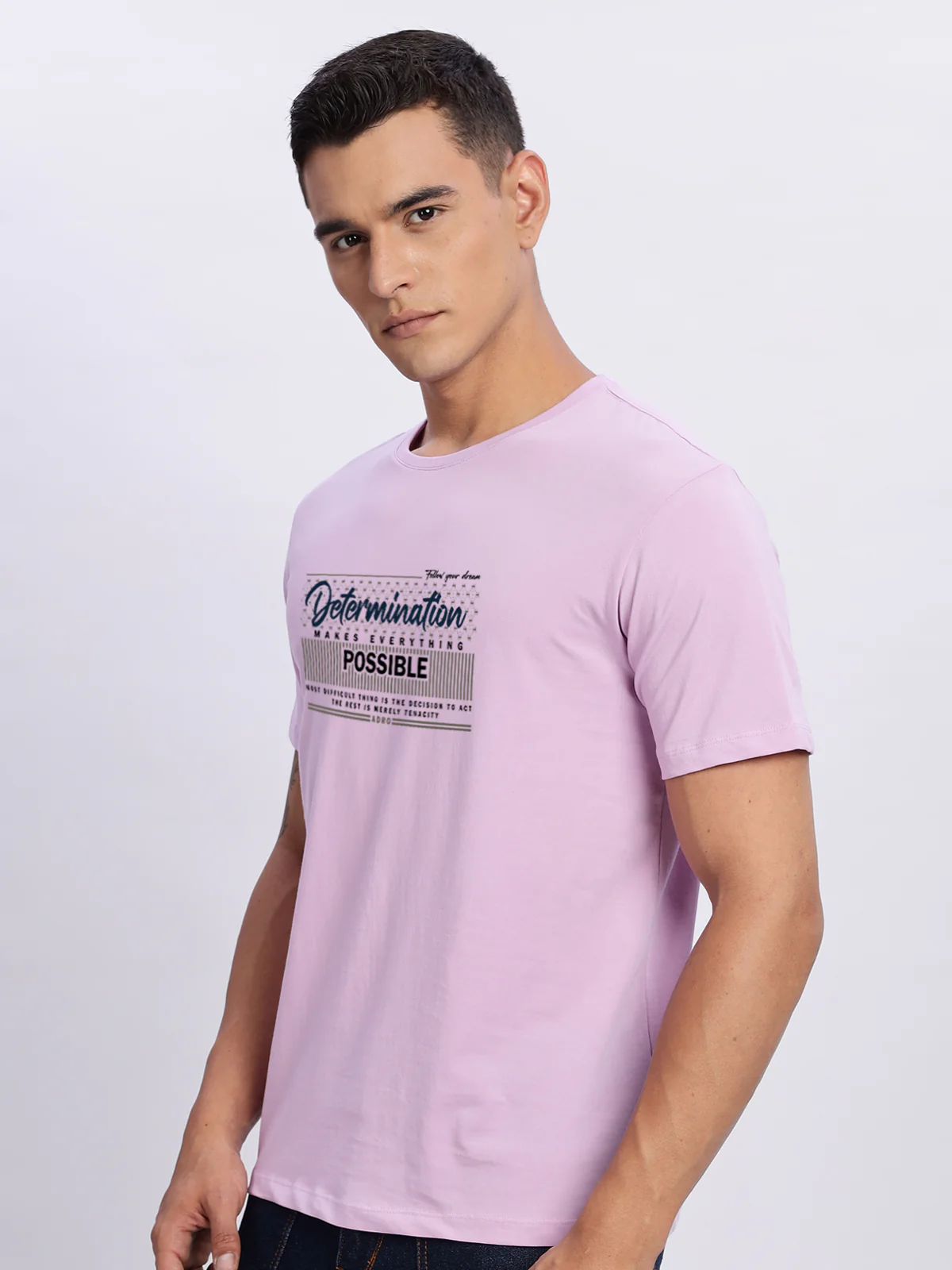 Men Printed Lavender T Shirt - Image 5