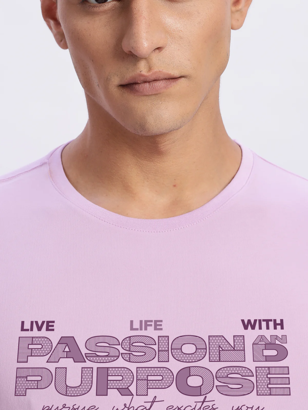 Men Printed Lavender T Shirt - Image 2