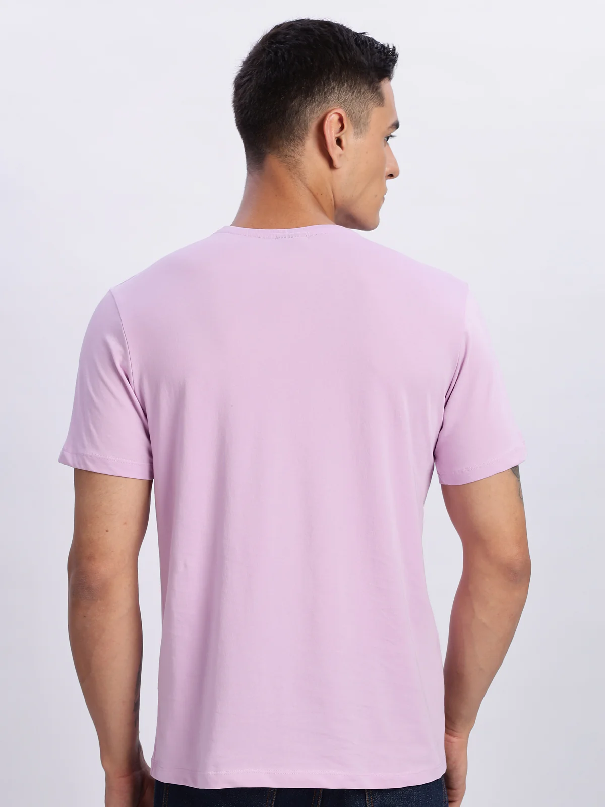 Men Printed Lavender T Shirt - Image 4