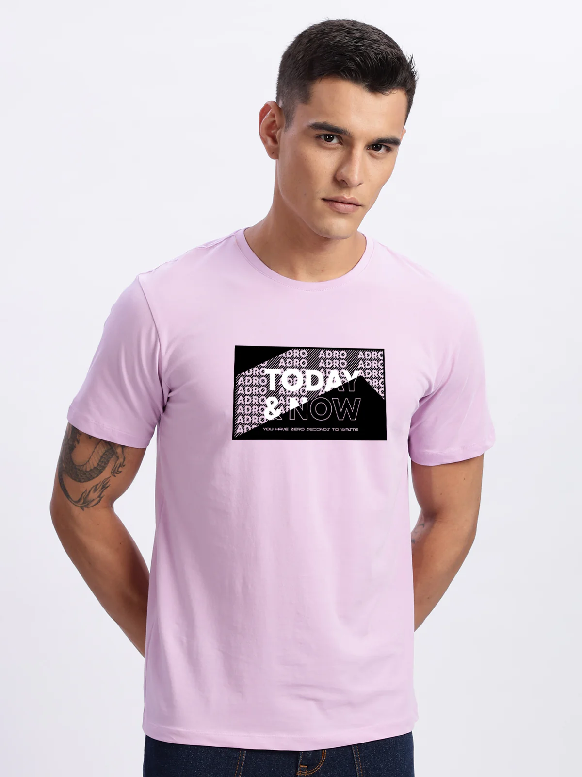 Men Printed Lavender T Shirt - Image 2