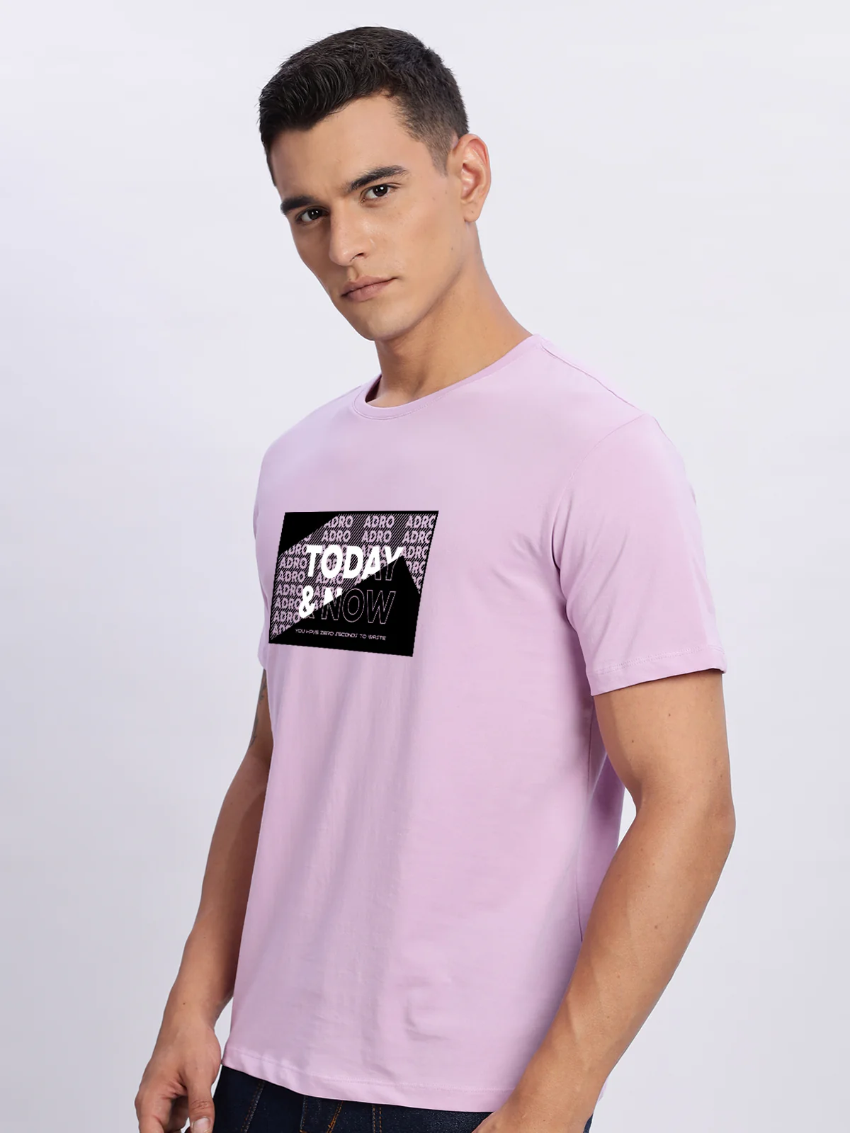 Men Printed Lavender T Shirt - Image 4