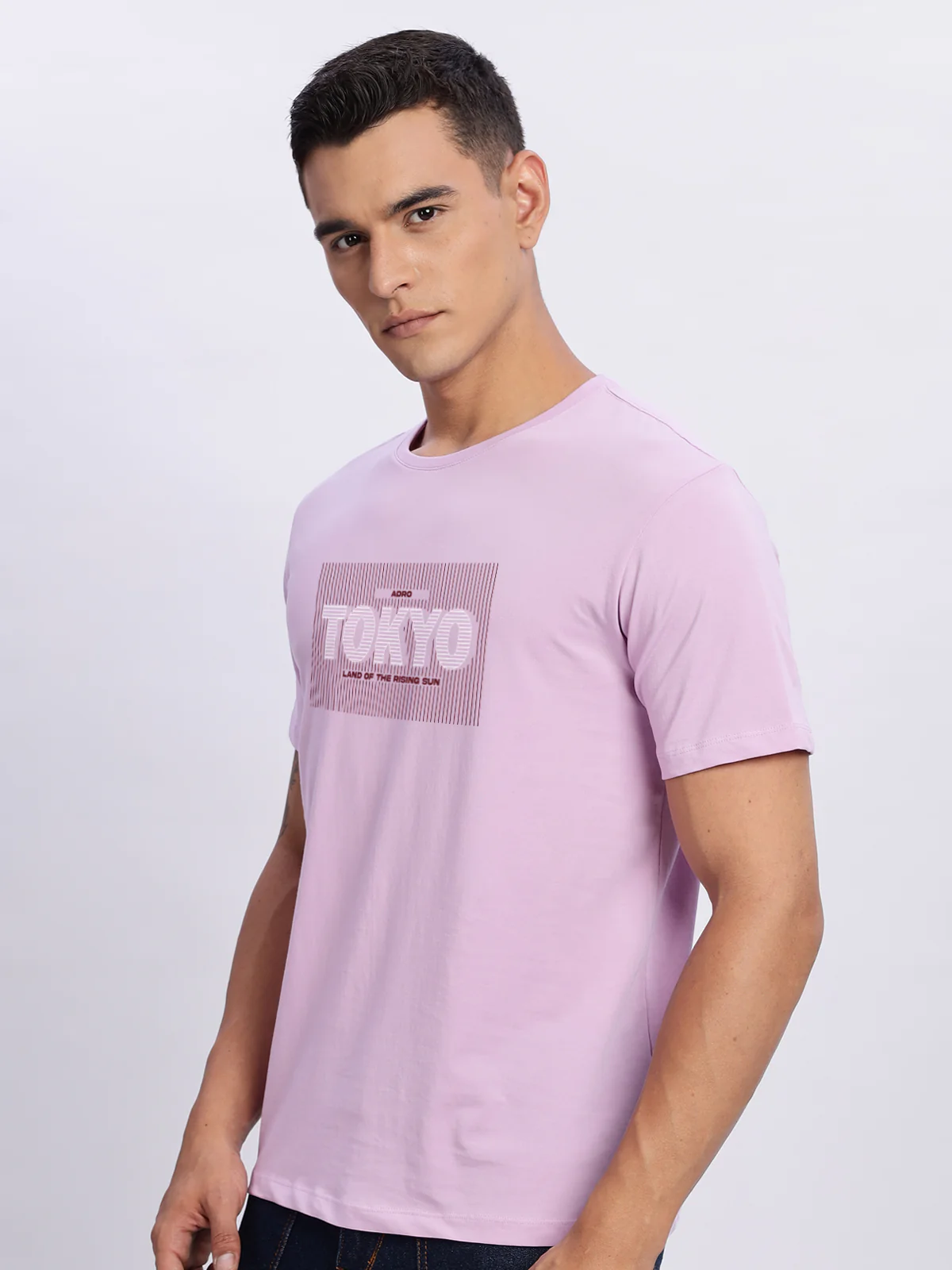 Men Printed Lavender T Shirt - Image 5