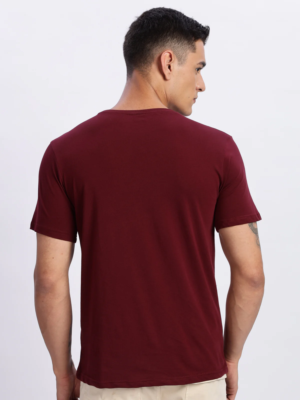 Men Printed Light Maroon T Shirt - Image 2