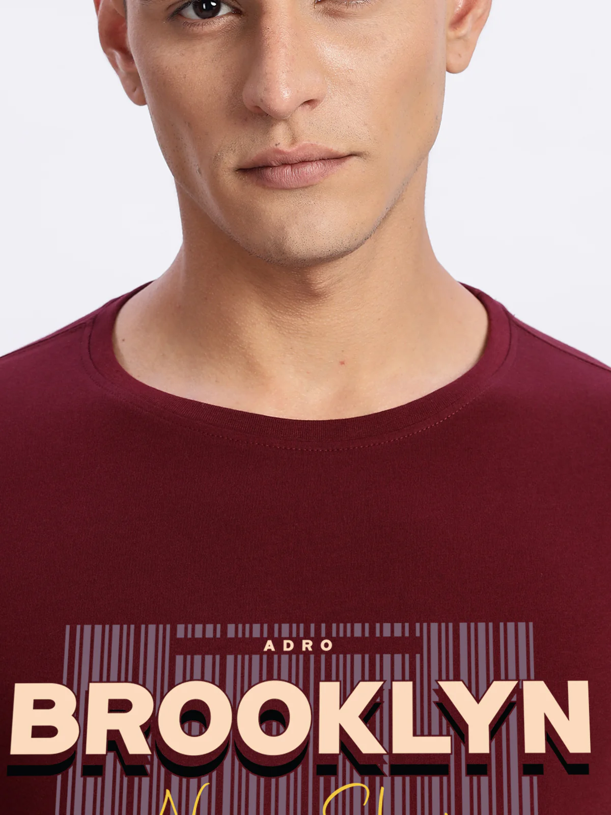 Men Printed Light Maroon T Shirt - Image 3