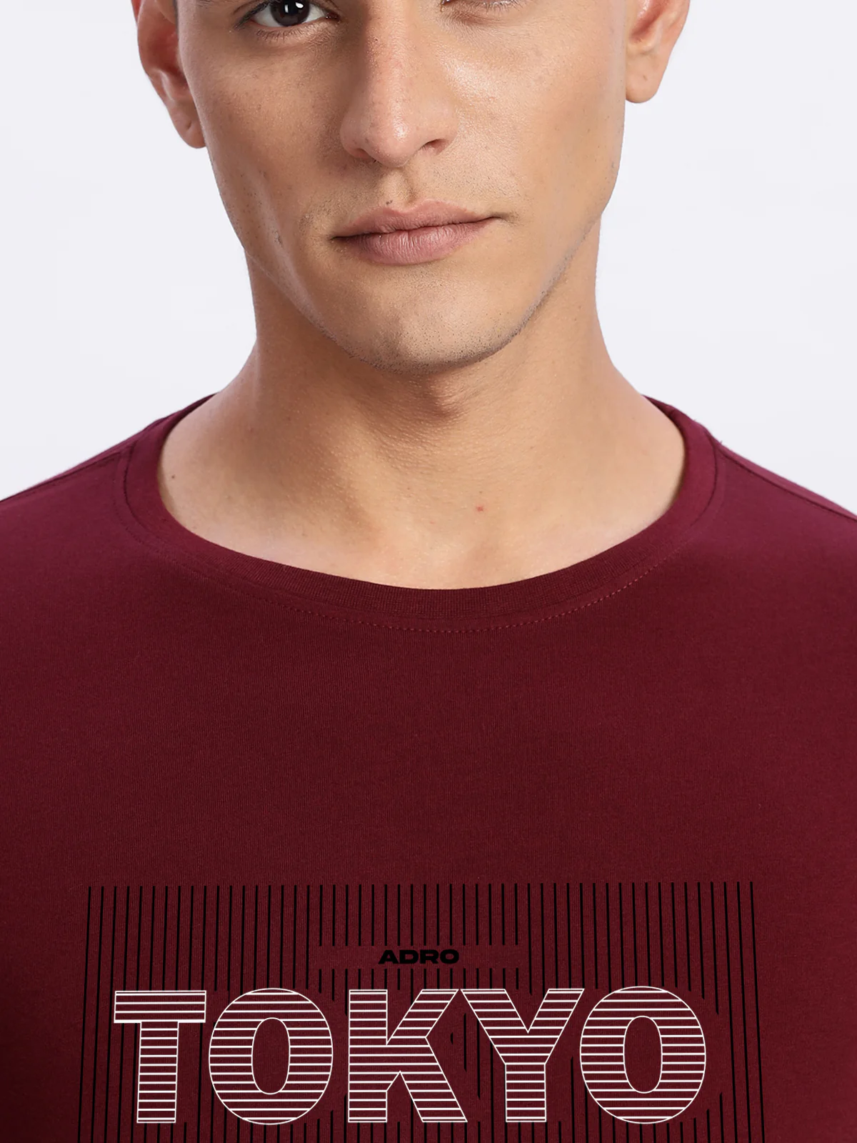 Men Printed Light Maroon T Shirt - Image 4