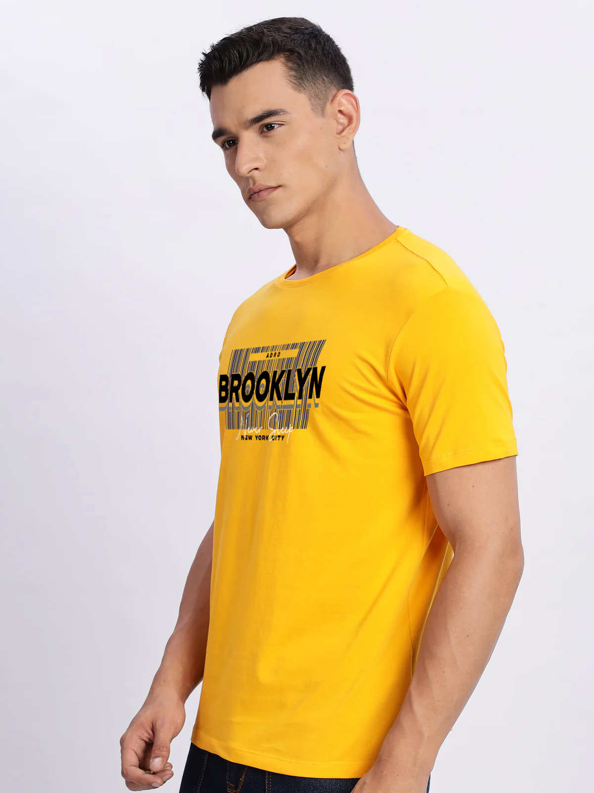 Men Printed Light Mustard T Shirt - Image 5
