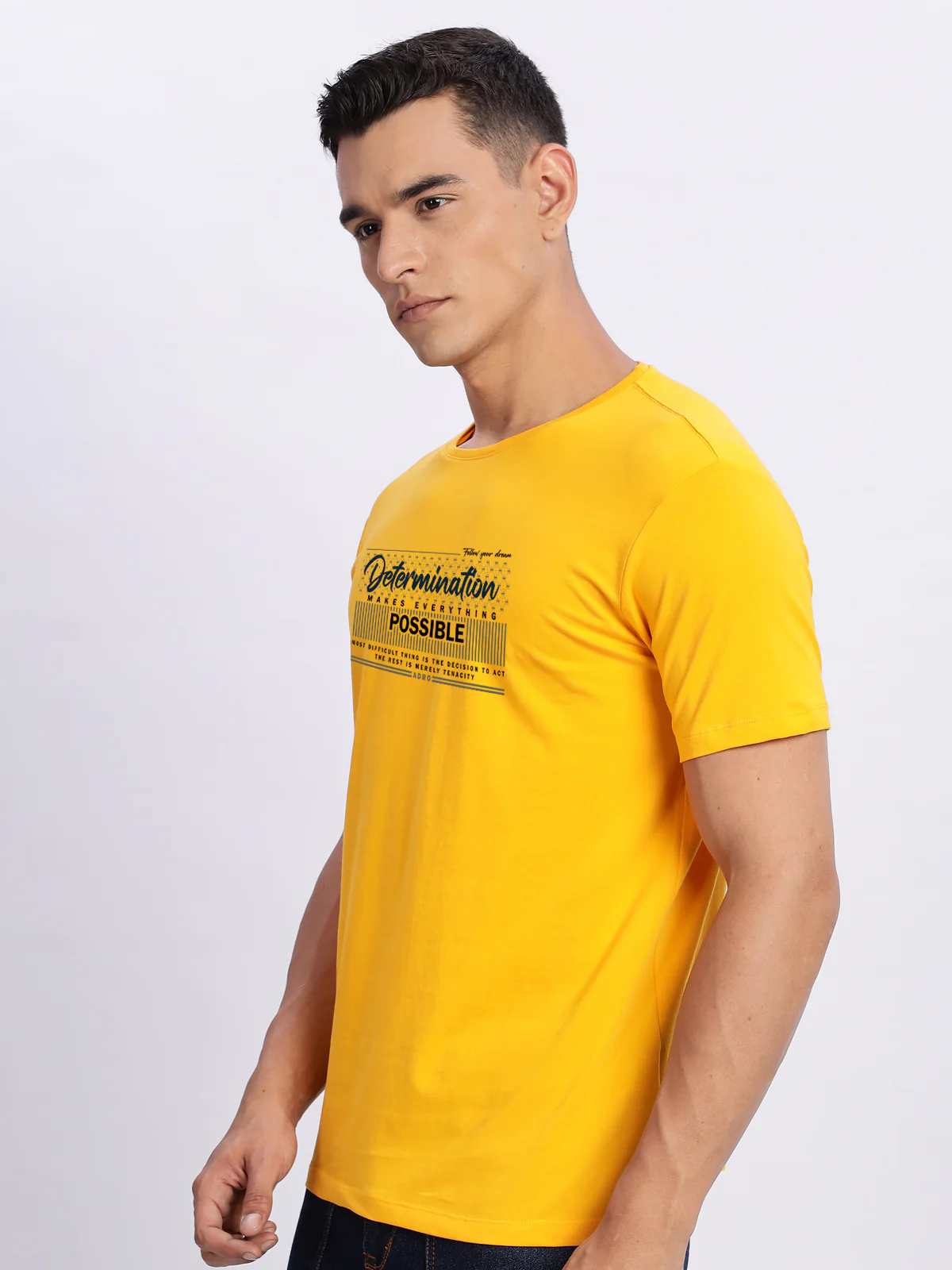 Men Printed Light Mustard T Shirt - Image 5