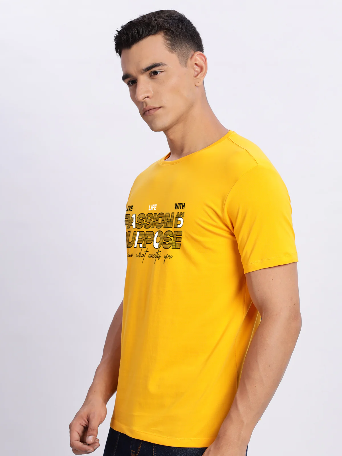 Men Printed Light Mustard T Shirt - Image 5