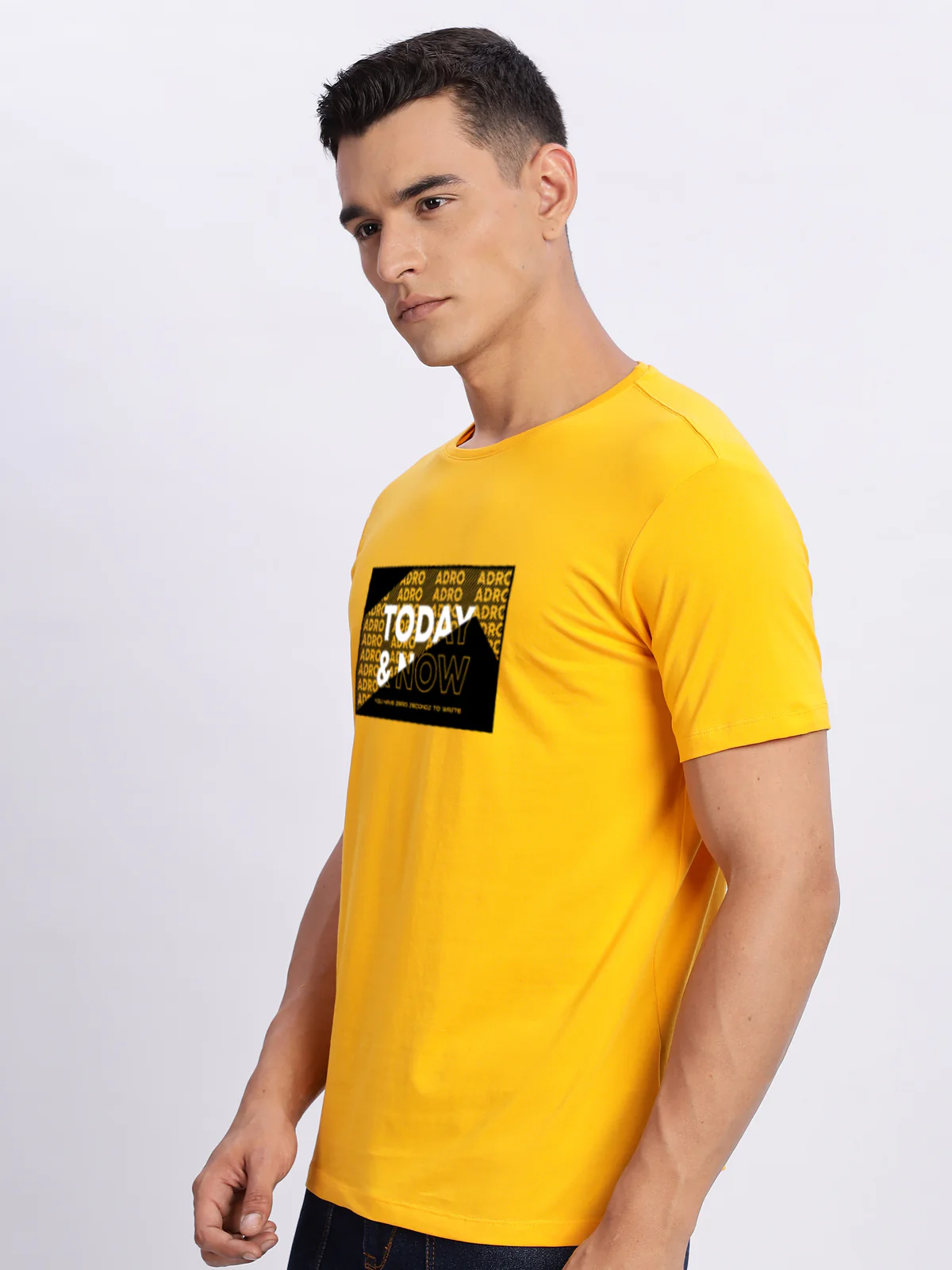 Men Printed Light Mustard T Shirt - Image 5