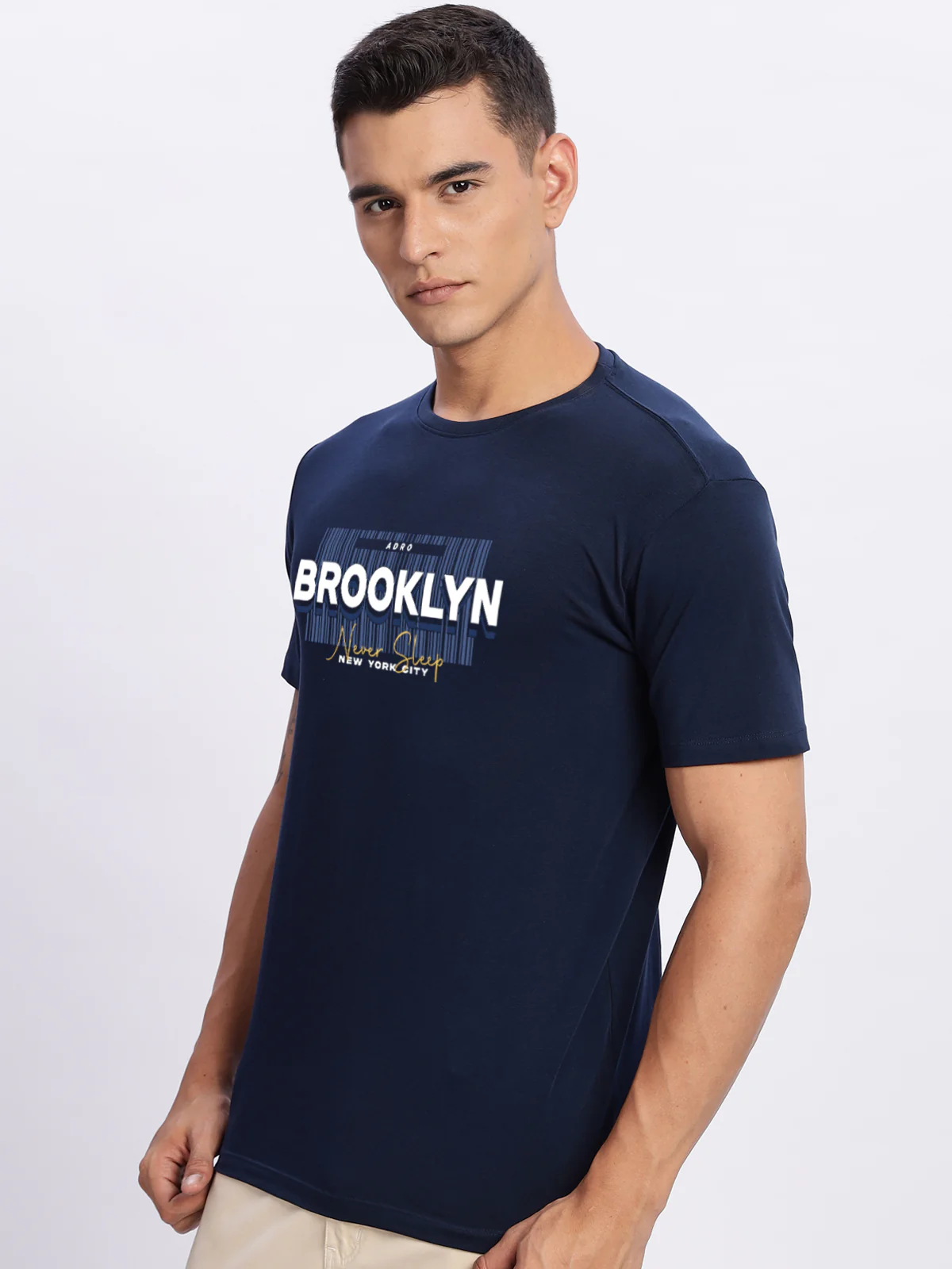 Men Printed Light Navy Blue T Shirt - Image 5