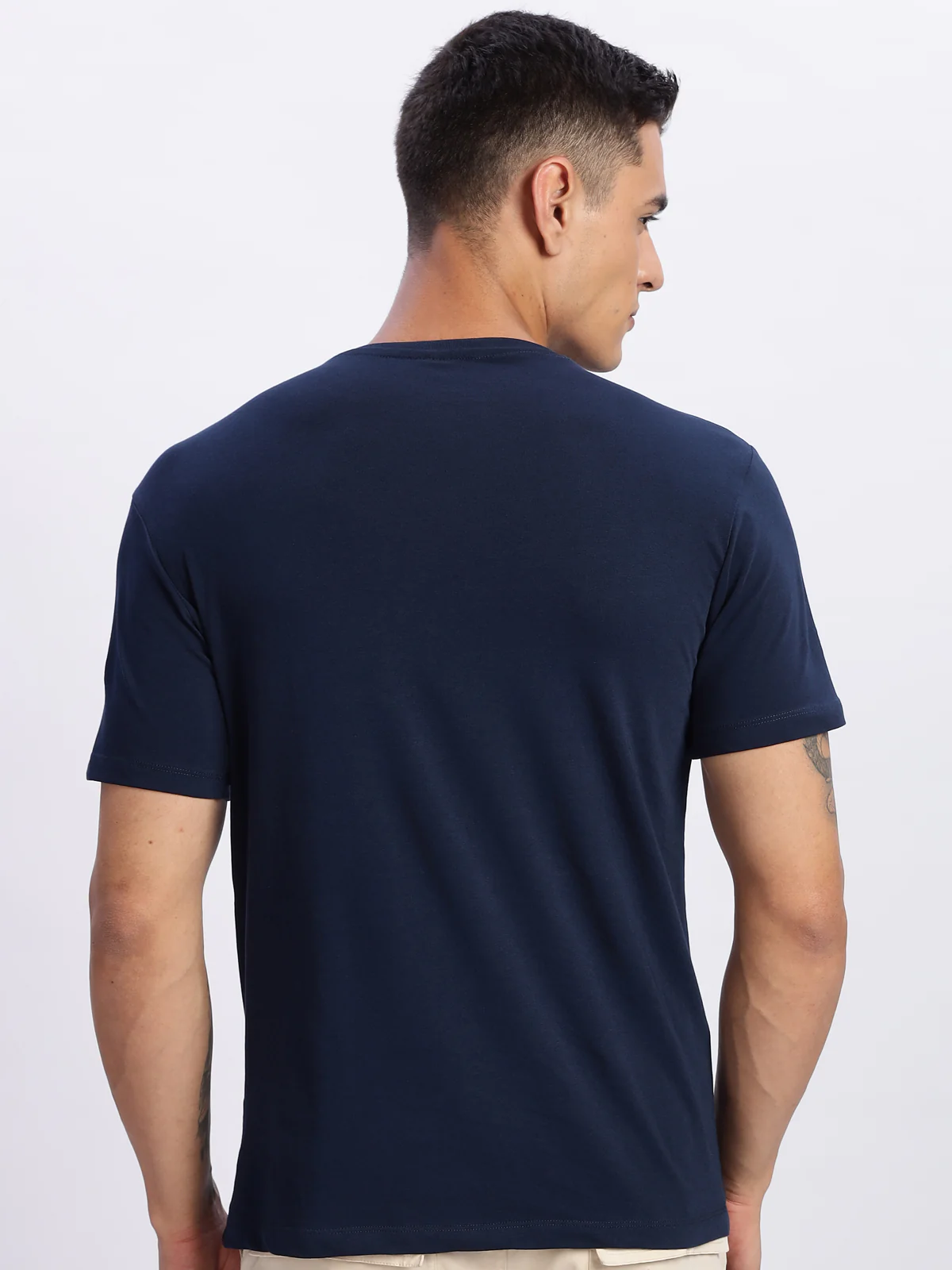 Men Printed Light Navy Blue T Shirt - Image 2