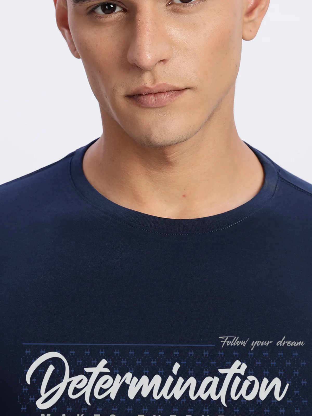 Men Printed Light Navy Blue T Shirt - Image 3