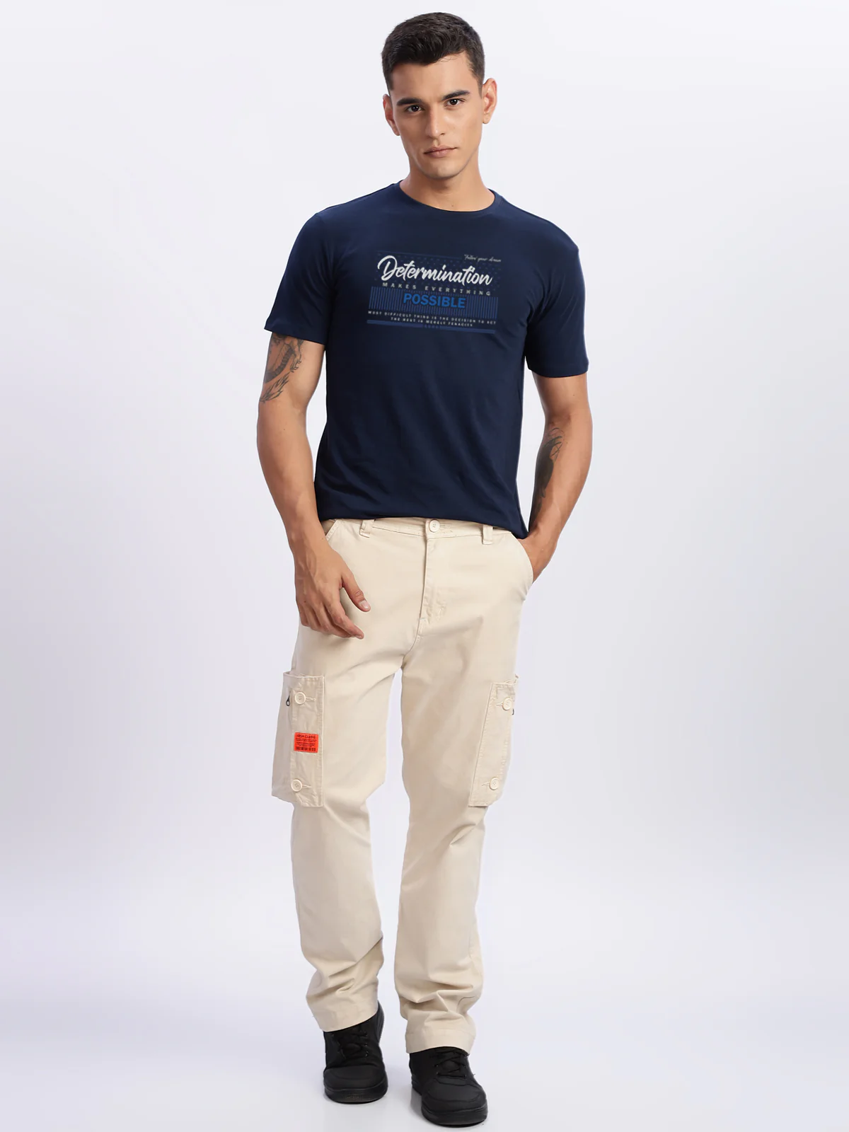Men Printed Light Navy Blue T Shirt - Image 5