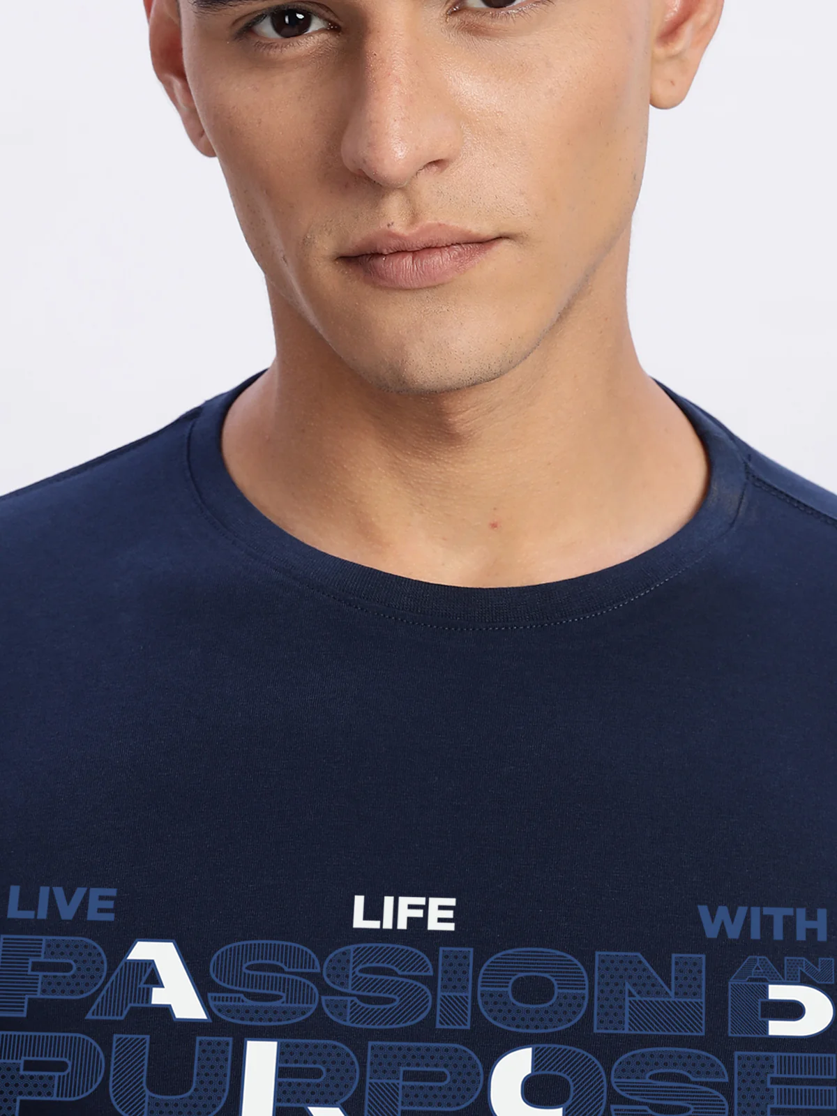 Men Printed Light Navy Blue T Shirt - Image 3