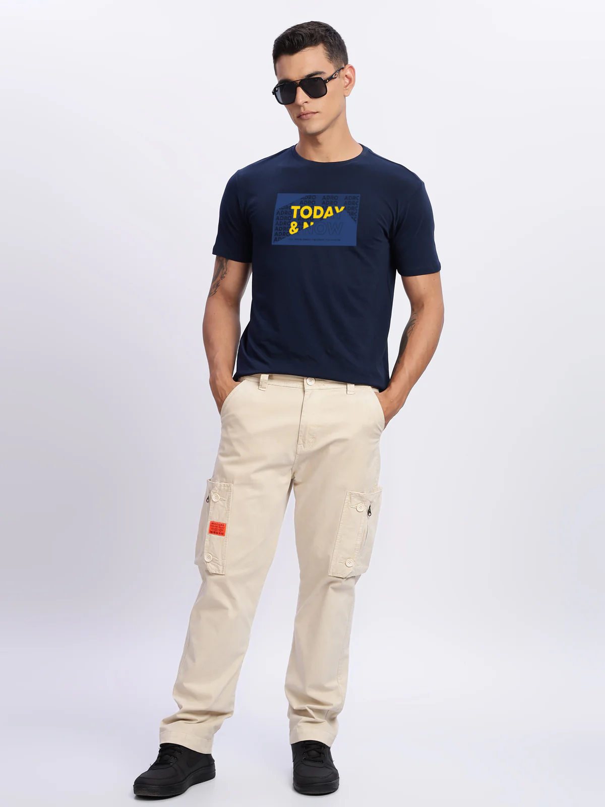 Men Printed Light Navy Blue T Shirt - Image 4