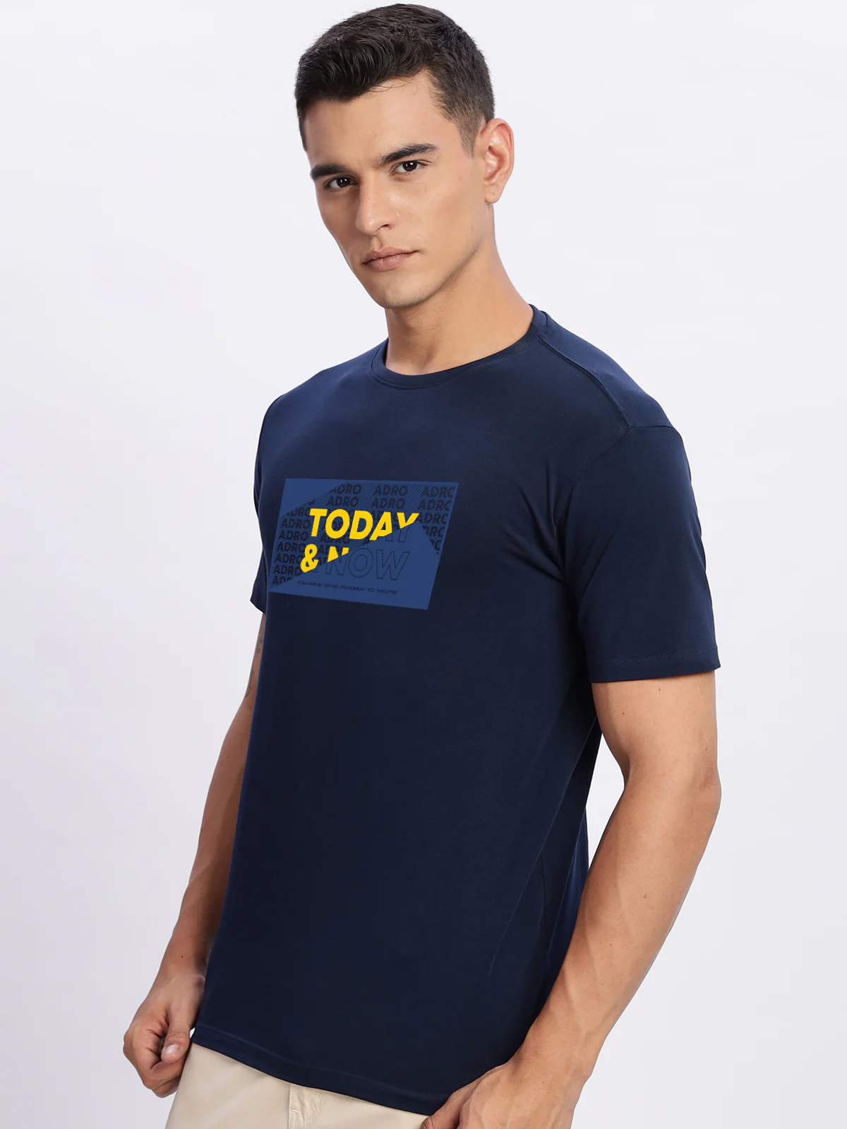 Men Printed Light Navy Blue T Shirt - Image 5