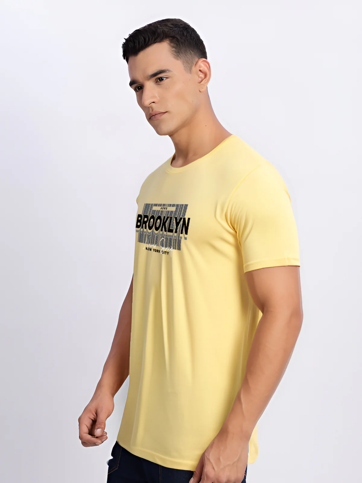 Men Printed Yellow T Shirt - Image 5