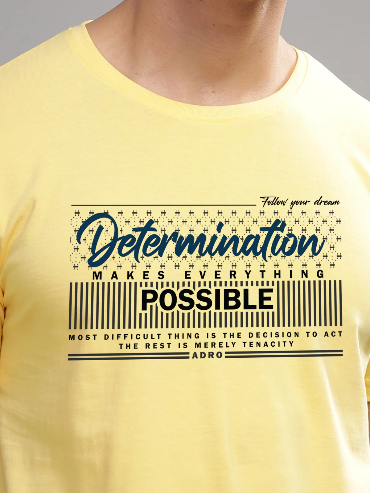 Men Printed Yellow T Shirt - Image 3