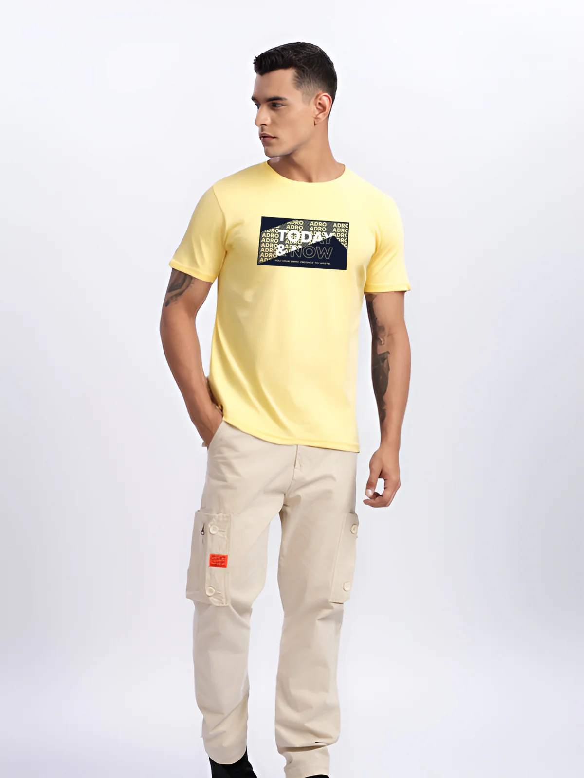 Men Printed Yellow T Shirt - Image 2