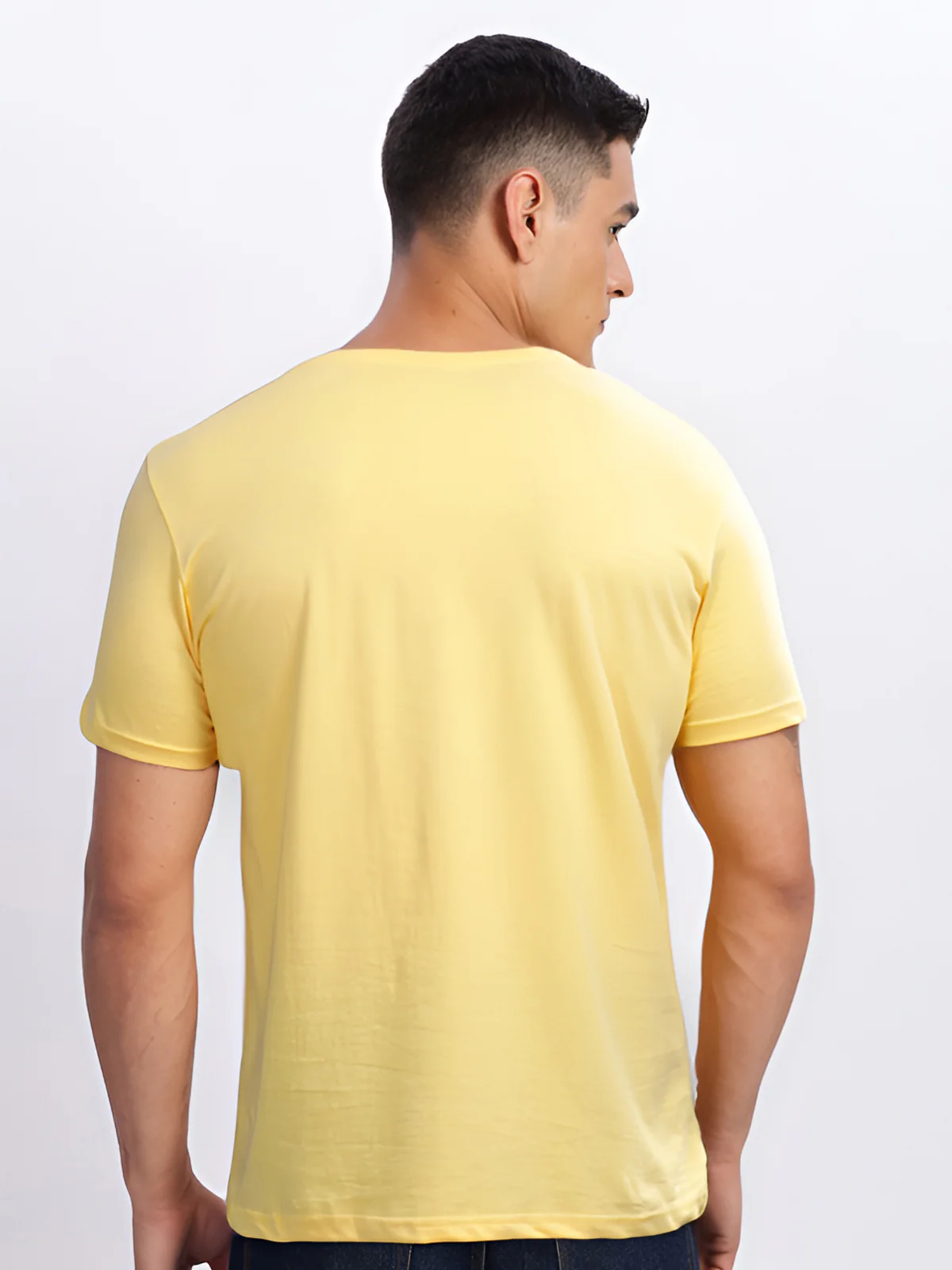 Men Printed Yellow T Shirt - Image 2