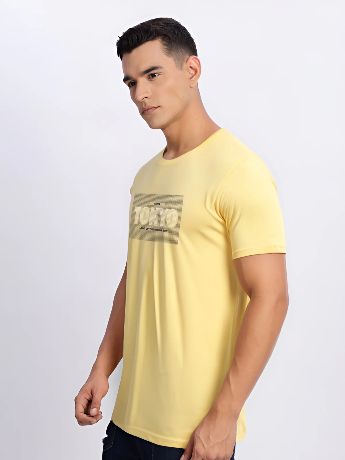 Men Printed Yellow T Shirt - Image 4