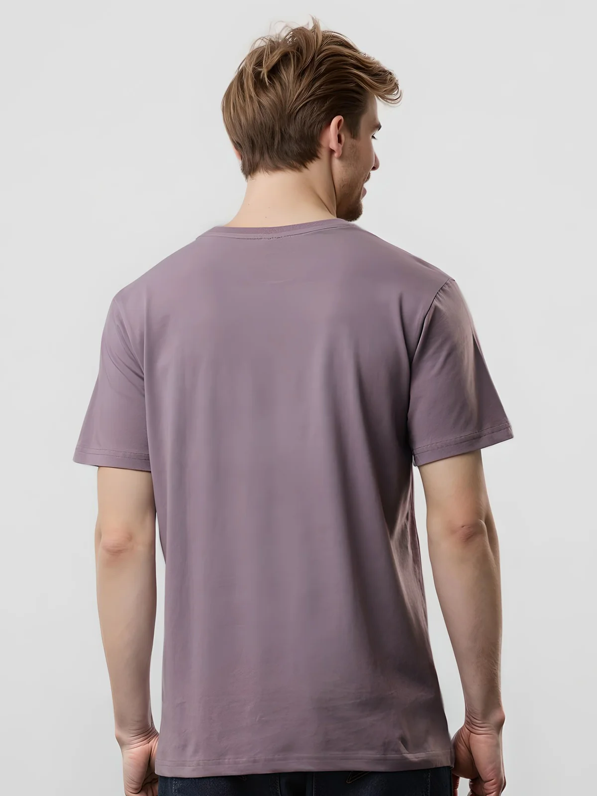 Men Printed Lilac T Shirt - Image 4