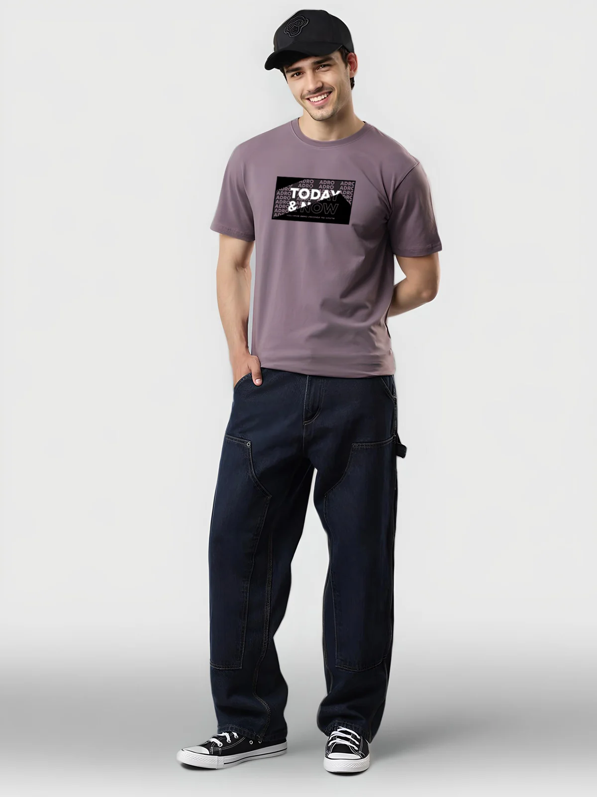 Men Printed Lilac T Shirt - Image 2