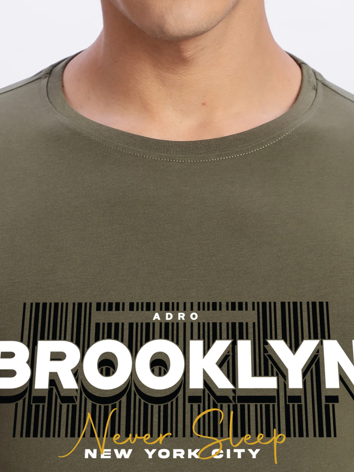 Men Printed Olive T Shirt - Image 2