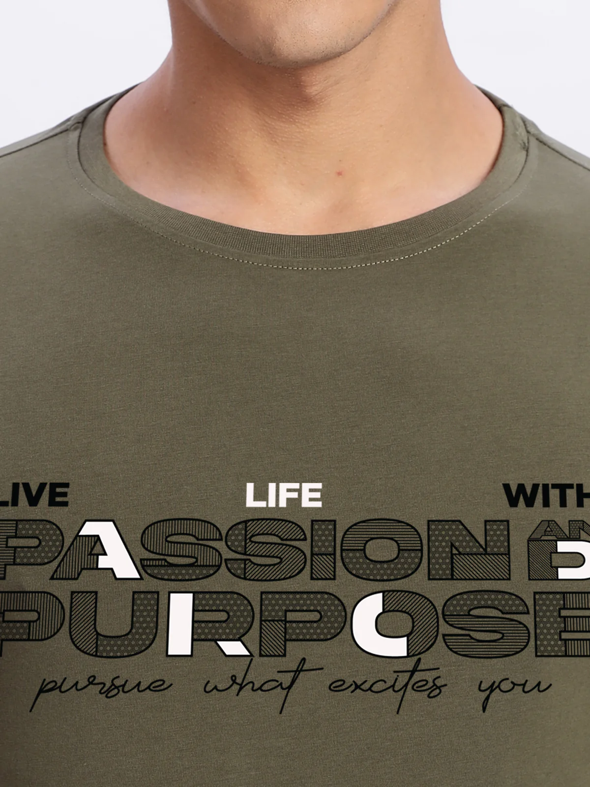 Men Printed Olive T Shirt - Image 2