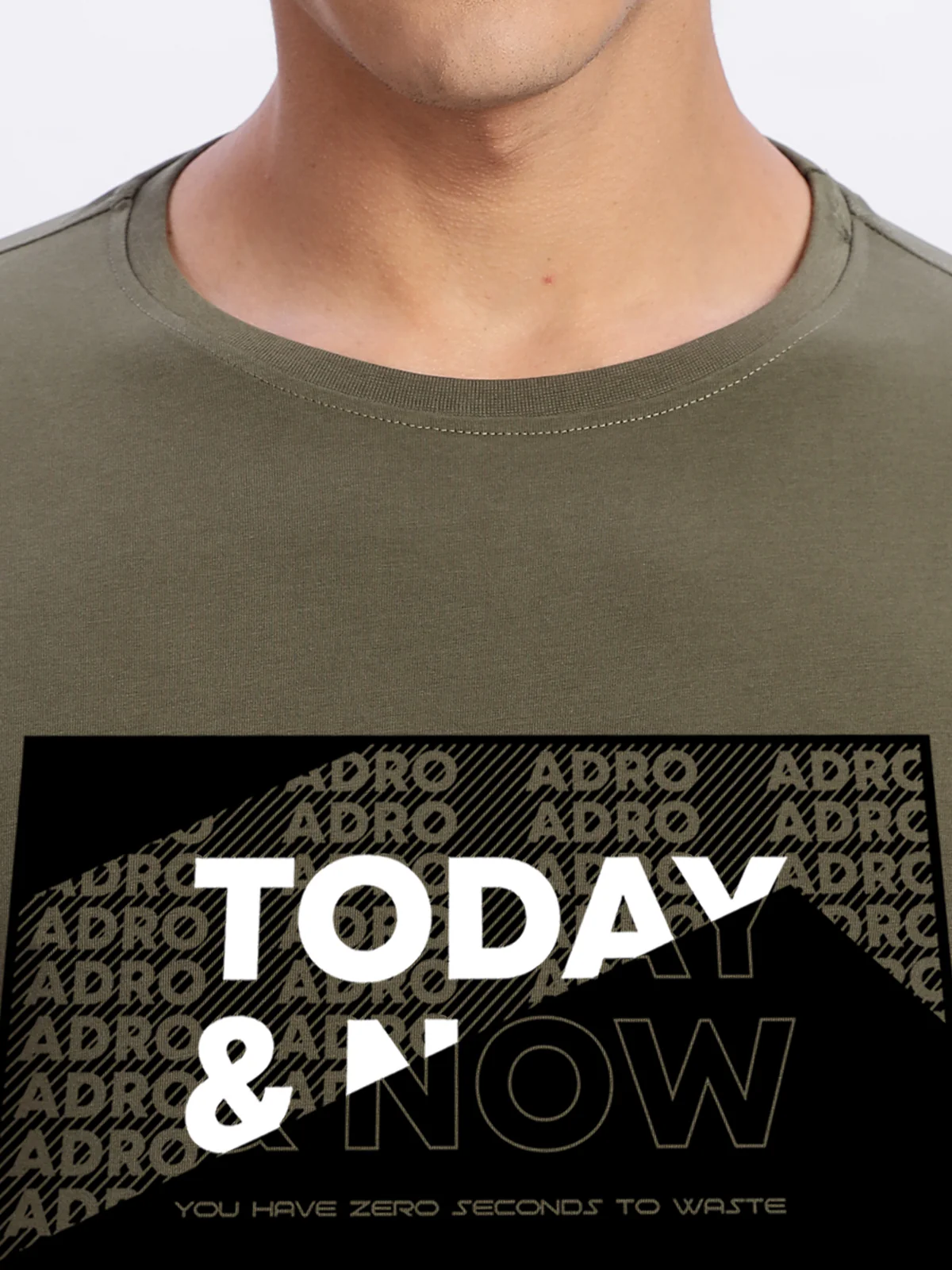Men Printed Olive T Shirt - Image 2