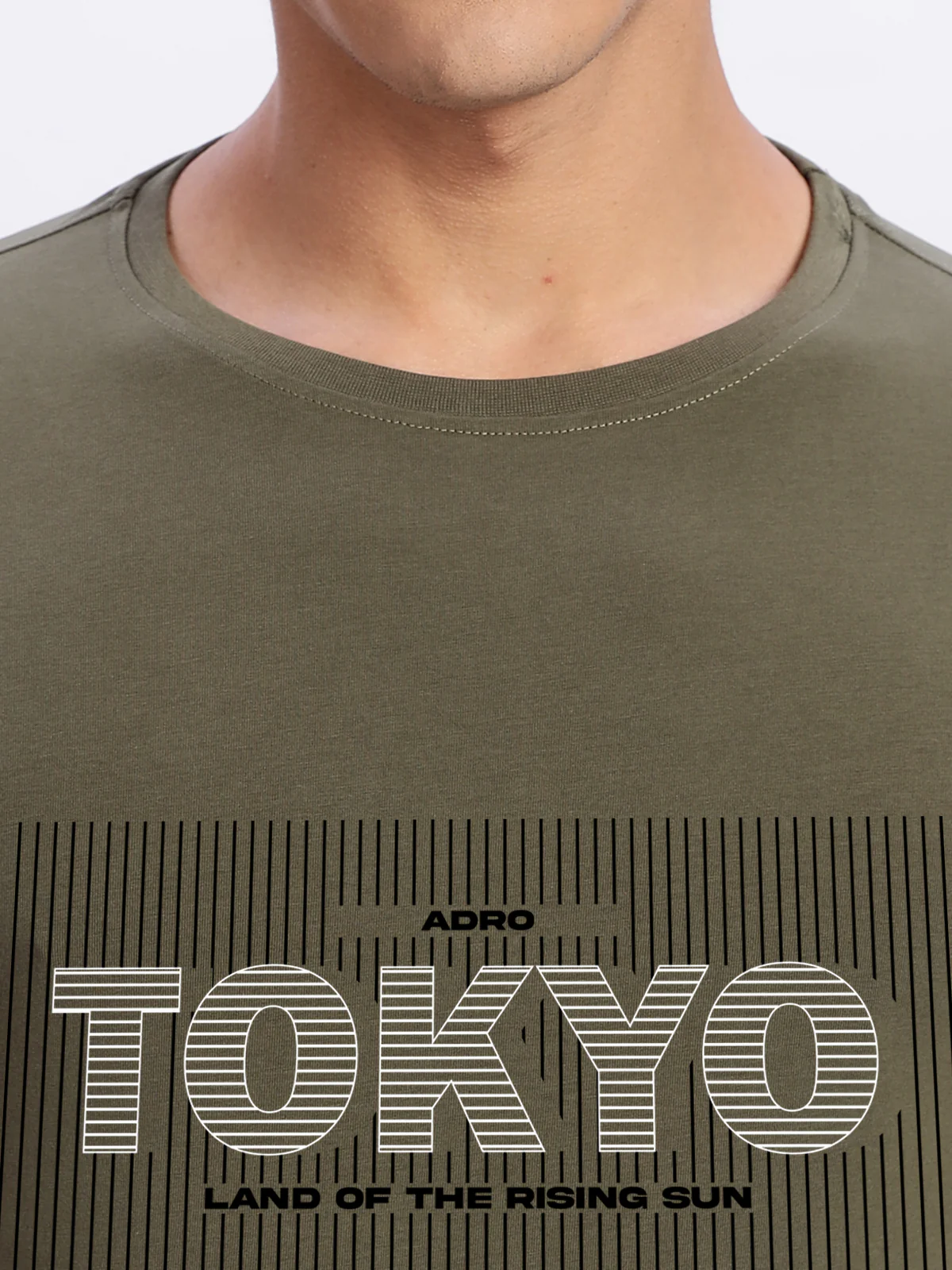 Men Printed Olive T Shirt - Image 2