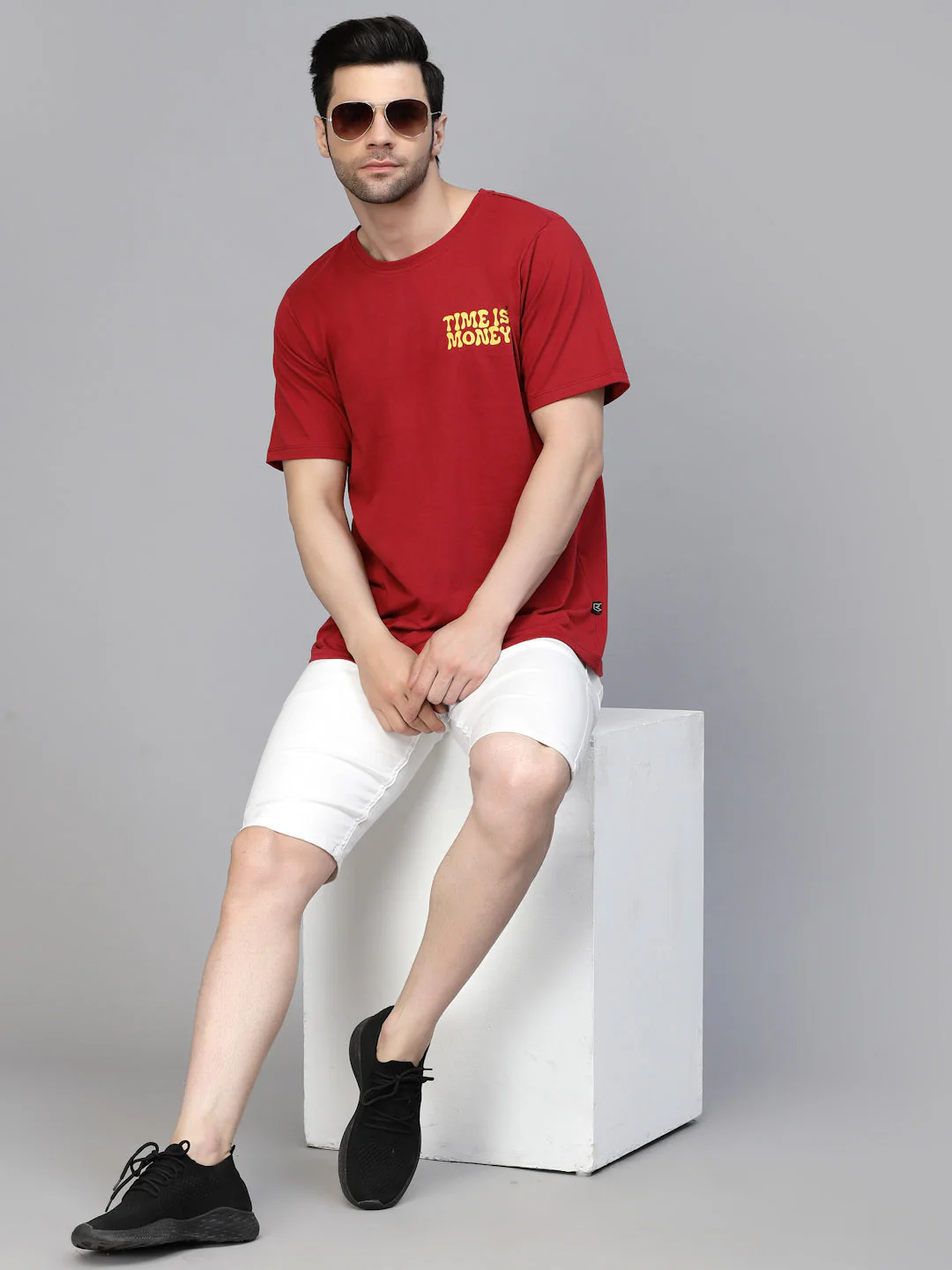 Men Printed Oversized Half Sleeves Round Neck Cotton Tees - Image 2
