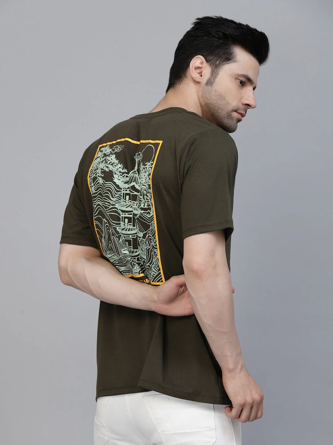Men Printed Oversized Half Sleeves Round Neck Cotton Tees - Image 3