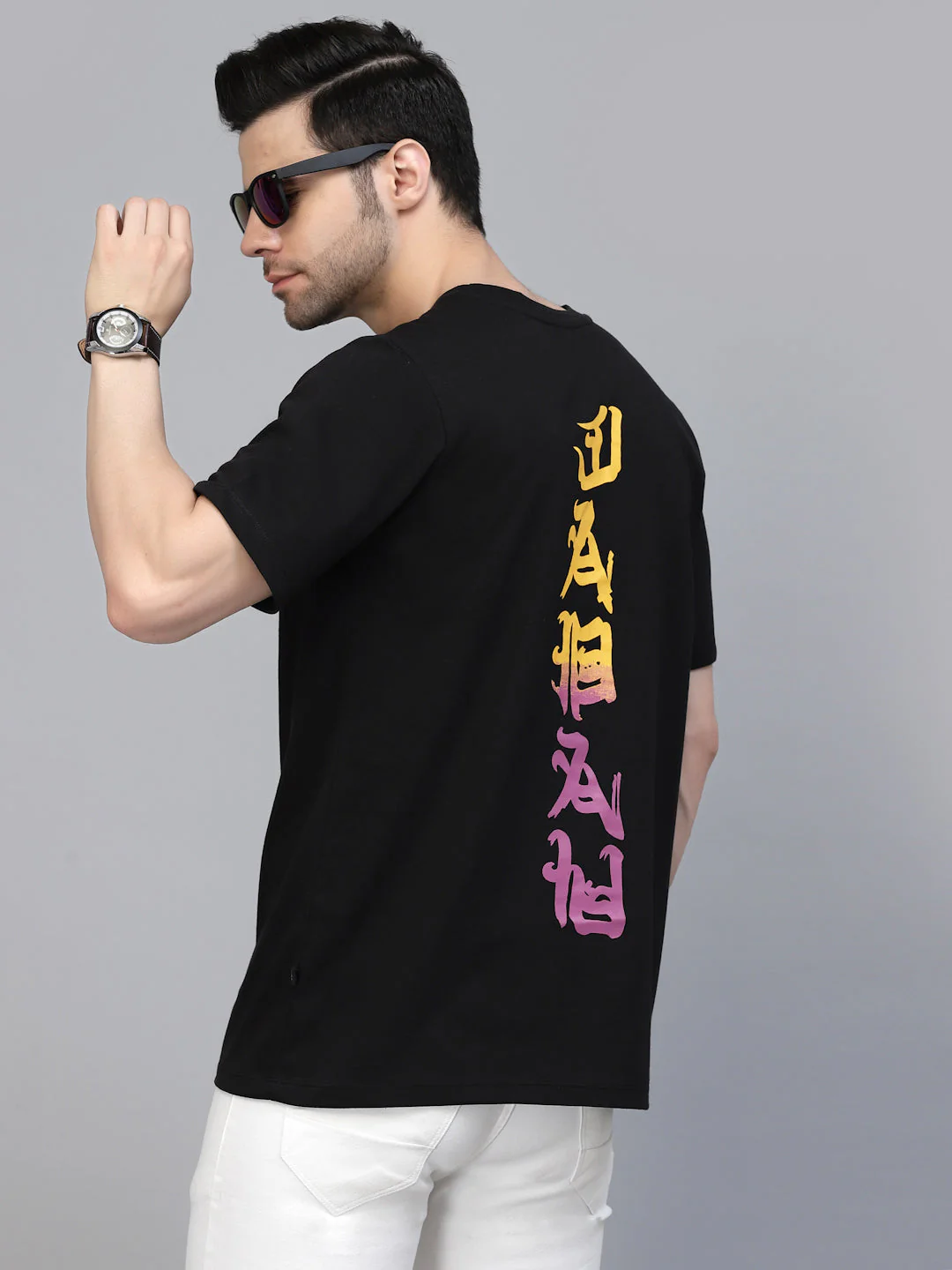 Men Printed Oversized Half Sleeves Round Neck Cotton Tees - Image 4