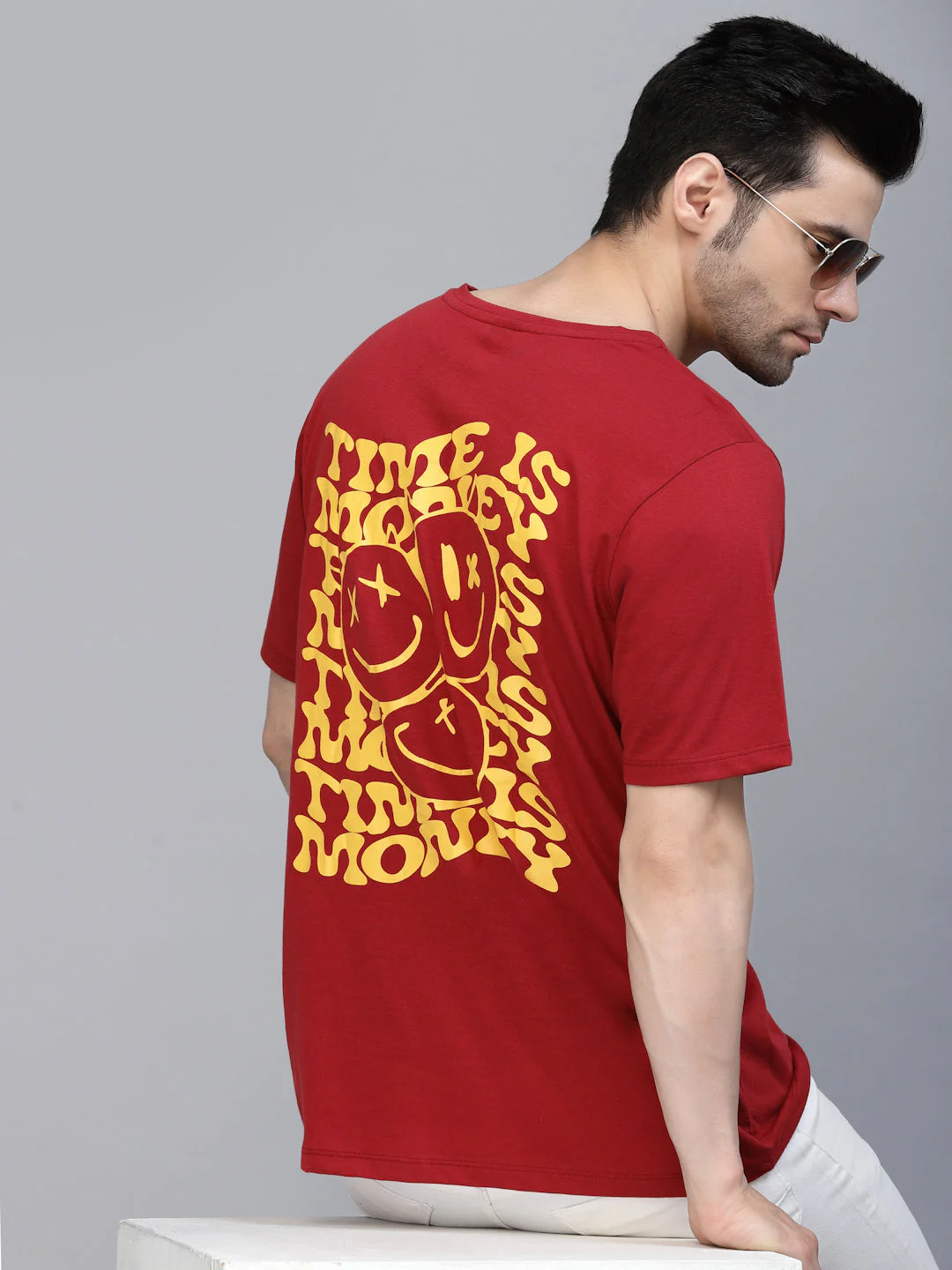 Men Printed Oversized Half Sleeves Round Neck Cotton Tees - Image 5