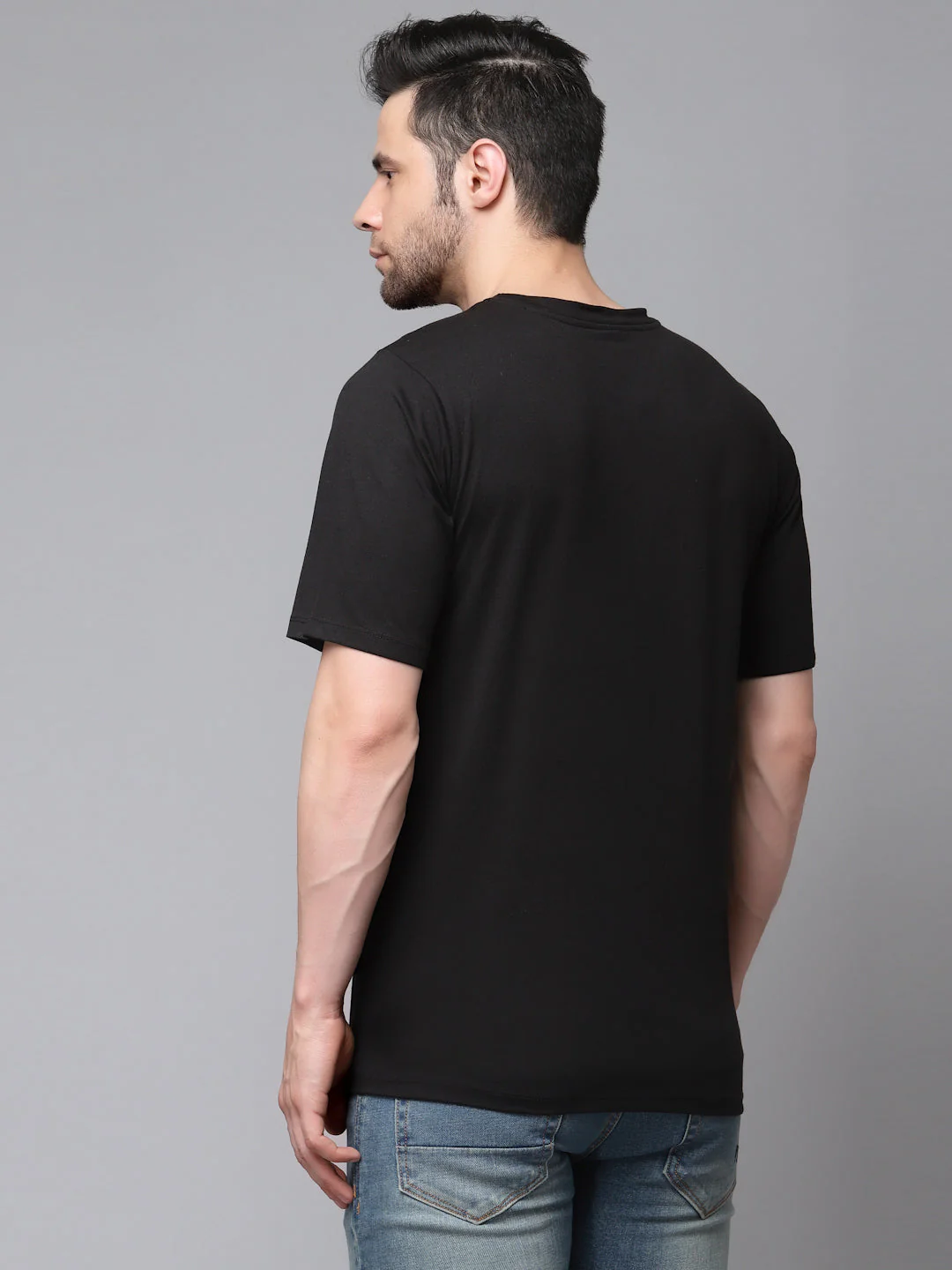 Men Printed Oversized Half Sleeves Round Neck Cotton TShirt - Image 2