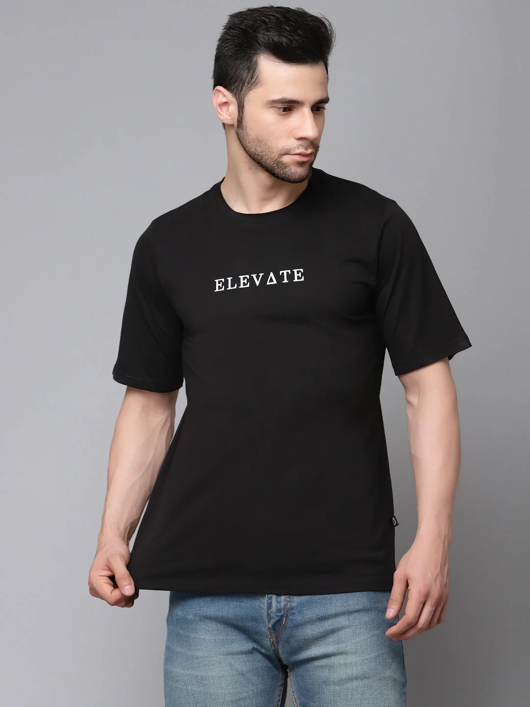 Men Printed Oversized Half Sleeves Round Neck Cotton TShirt - Image 3